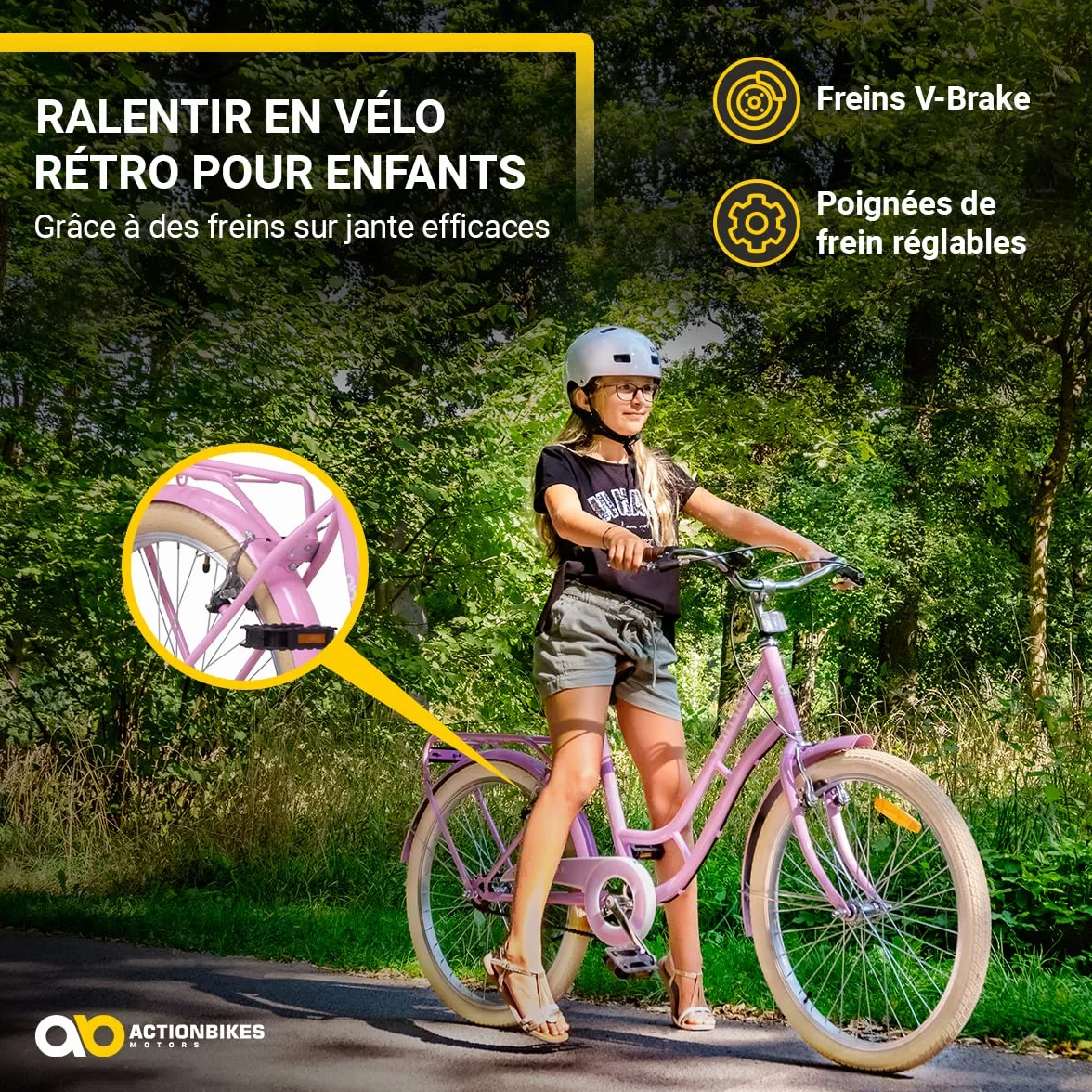 Actionbikes Vélo Enfant Retrostar 20 Pouces Frein V-Brake Roue Libre Garde-chaîne Bicyclettes Vélo de Course