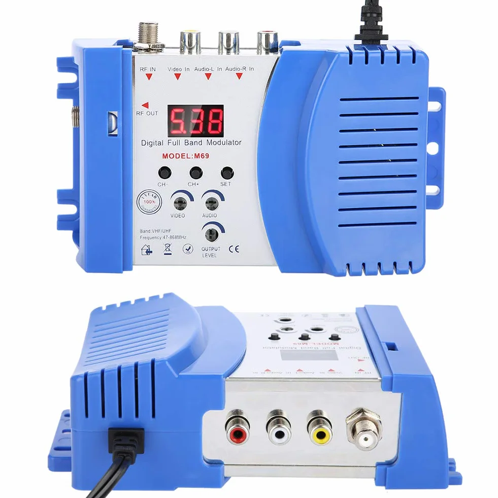 Modulateur RF Numérique AV vers RF Convertisseur VHF UHF 47-868 MHz 110-240V Prise UE Bleu