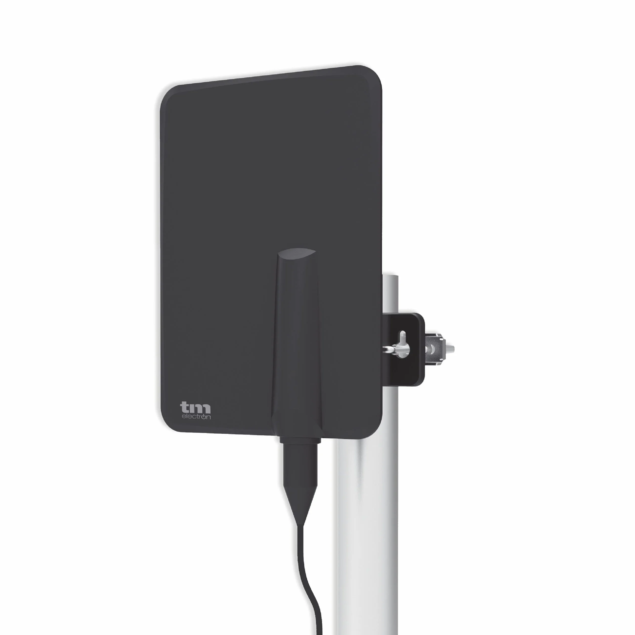 TM Electron TMANT015 Antenne TV d'intérieur ou d'extérieur avec amplificateur intégré 40 DB, Ultra compacte, Orientation 360°, Montage Mural ou mât et résistante aux intempéries