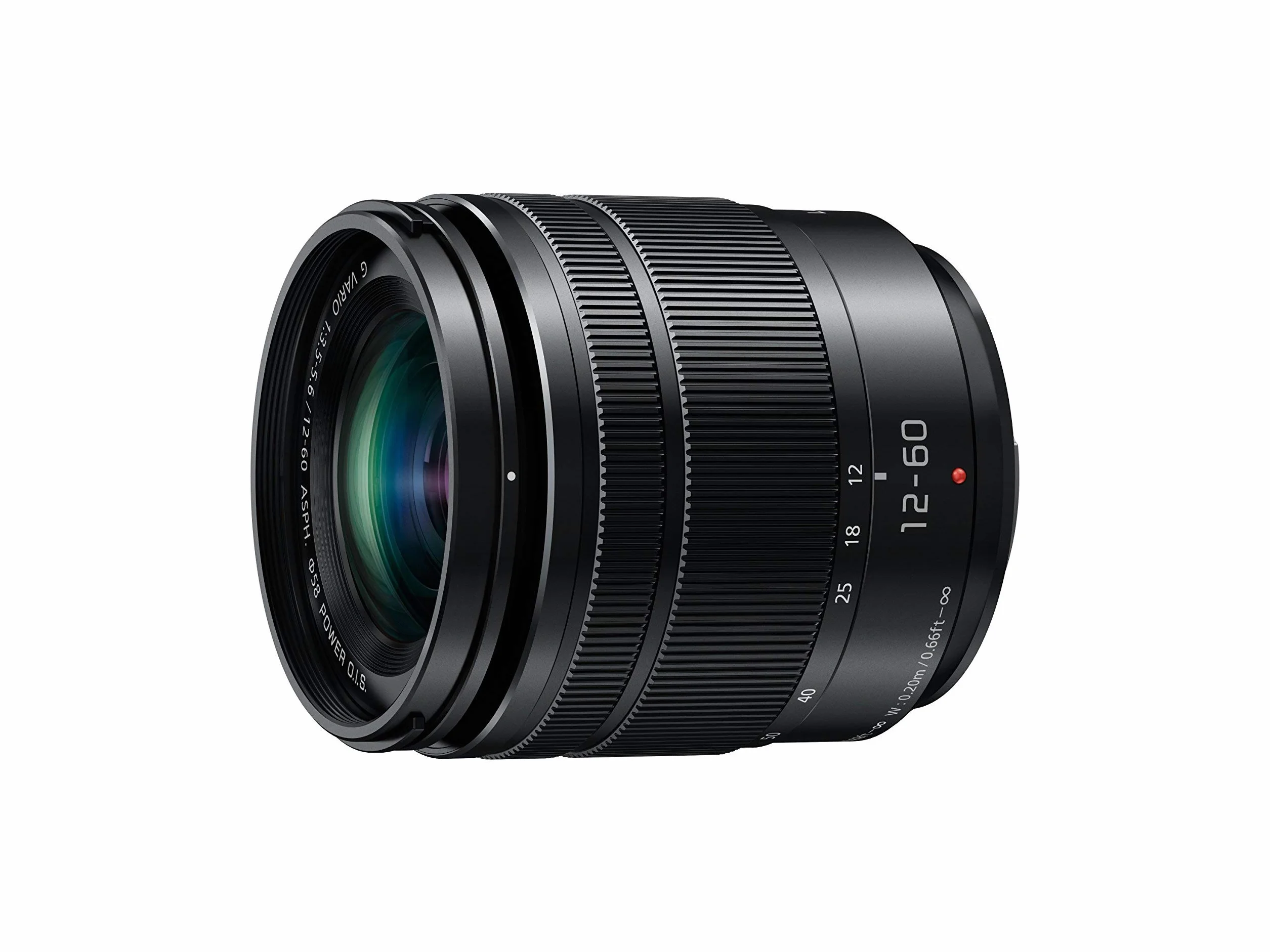 Panasonic H-FS12060E LUMIX G Vario 12-60 mm F3.5-5.6 ASPH. Objectif (Zoom 5X, stabilisateur d'image Power O.I.S, Protection Contre la poussière/Les éclaboussures) Noir (reconditionné)