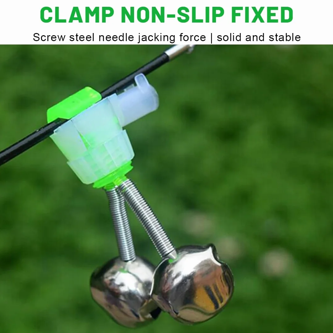 Fishing Rod Bells Alarm Bells Double Rod Clamp Twin Bells Tackle Night Fishing 10 Pieces