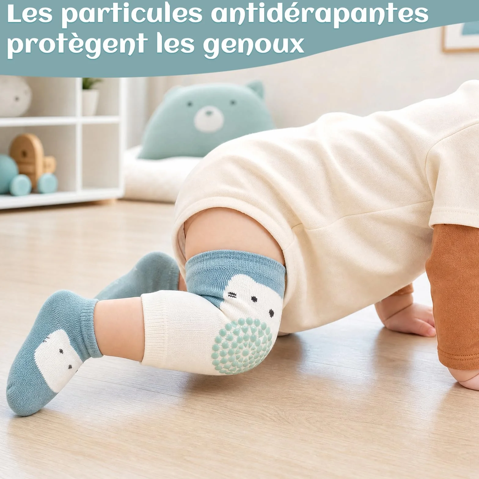 Solivive Casque Bébé Antichoc Protection, Anti Choc pour Bébé avec Longueur Réglable, Chaussettes Antidérapantes et Genouillères