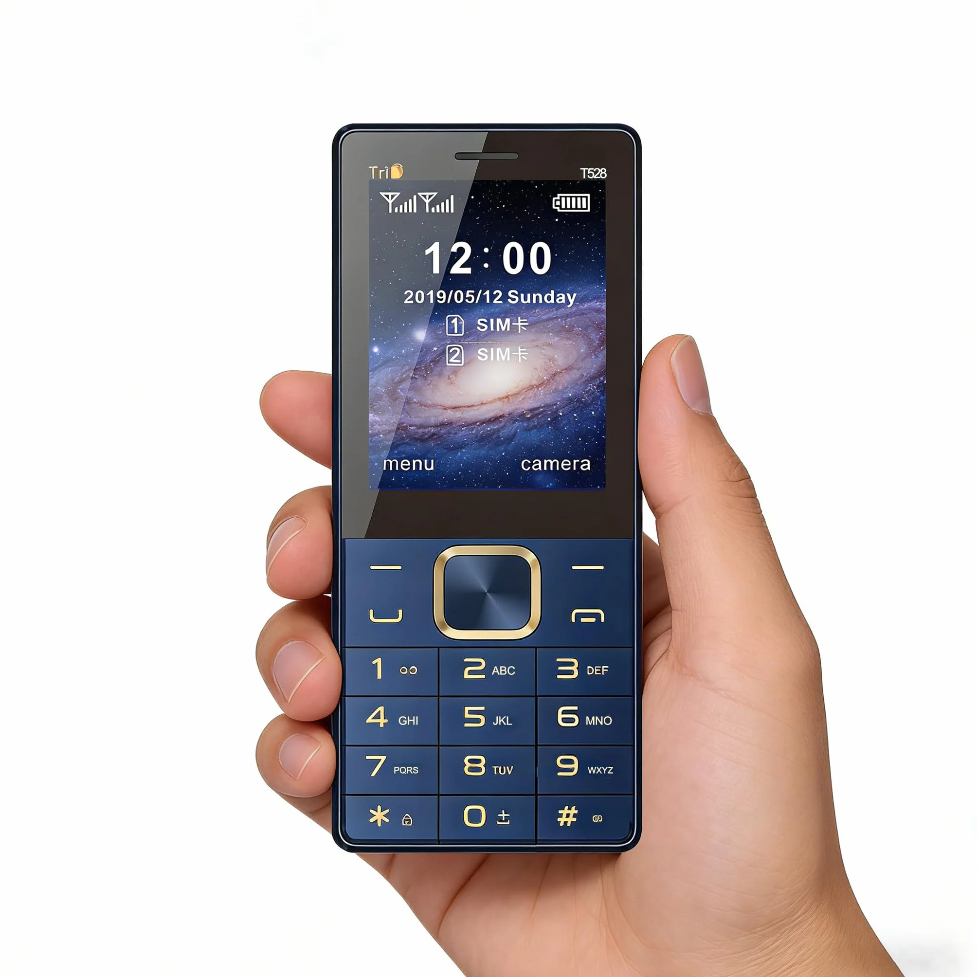 Téléphone GSM 2G Triple SIM Écran 2,8" Mémoire 32 Mo Extensible Bluetooth 2.1 Batterie 1800 Mah Caméra 0.8 Mpx Dark Blue