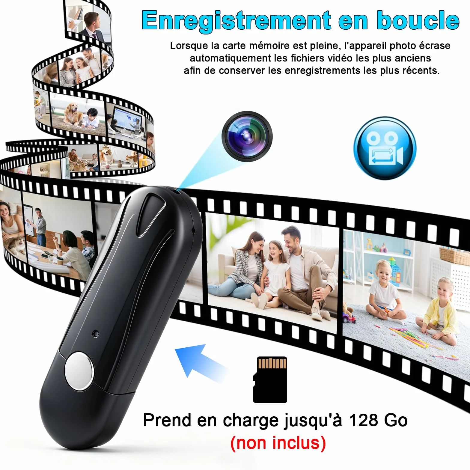 Caméra Espion,Mini Camera Cachée sans Fil Clé USB,Mciro HD 1080P Caméra de Surveillance avec Détection de Mouvement aux pour Réunions et à Une Utilisation en Activités en Plein air