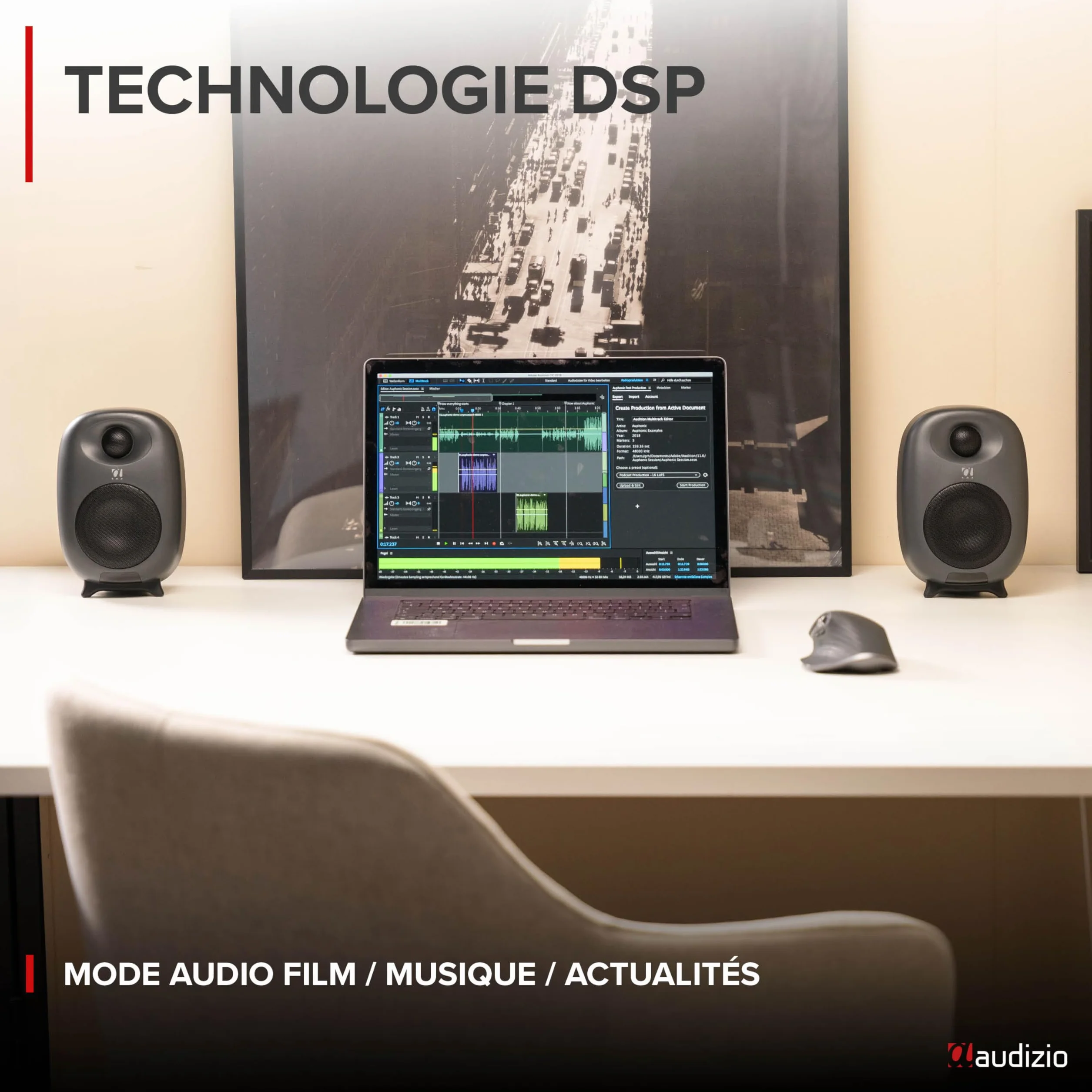 Audizio RS60 Enceintes HiFi Bibliothèque 120 W Noir Actives/Passives BT sans Fil RCA AUX