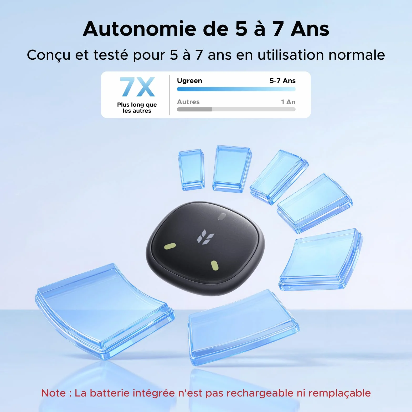 UGREEN FineTrack Mini 2 Finder Tag 110dB Fluorescence IP68 Traceur Fonctionne avec Find My iOS Uniquement 7 Ans Batterie Localisateur d'Objets Bluetooth pour Clés Portefeuilles Bagage Sacs Lot de 4