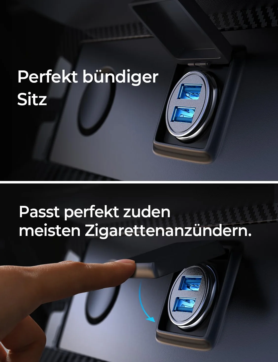 AINOPE Chargeur Allume Cigare USB [Ultra Compact d'Aluminium Alliage] Rapide Chargeur Voiture 24W/4.8A USB en Charge Rapide Chargeur Voiture pour iPhone 16/15/14/ Plus Pro Max, iPad (Black)