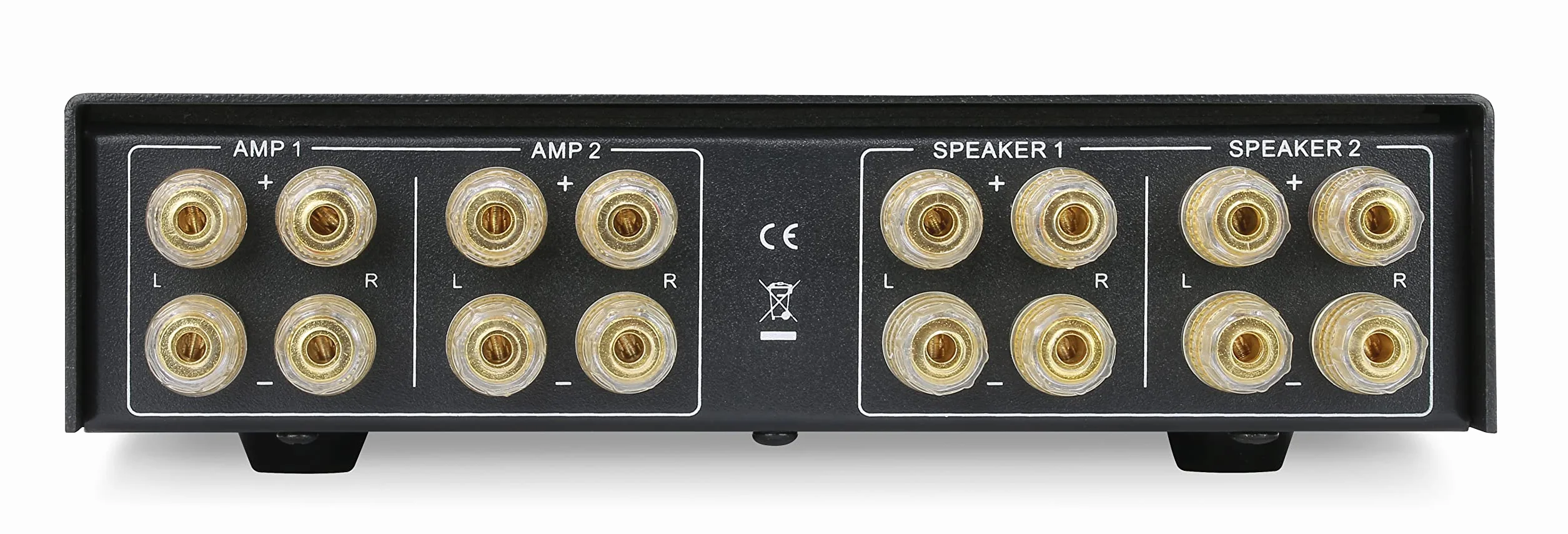 Dynavox AMP-S Pro, Pupitre de sélection ampli/Enceintes pour amplificateur stéréo et Surround, Chassis en métal, Connexion bornes à Pince vis et fiche Banane, argenté 207766
