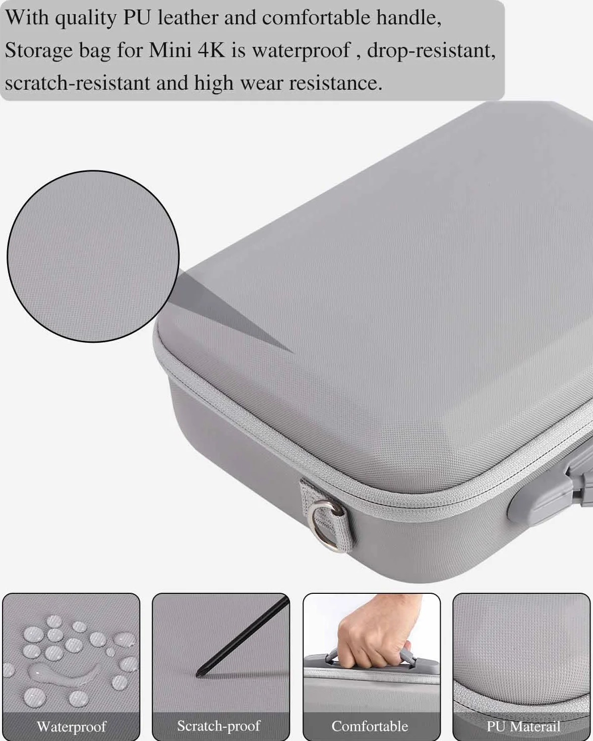 Étui pour DJI Mini 4K/2 SE, Sac de Transport Portable, Case Rigide Étanche pour DJI Mini 4K, Radiocommande RC-N1C et Accessoires, Gris