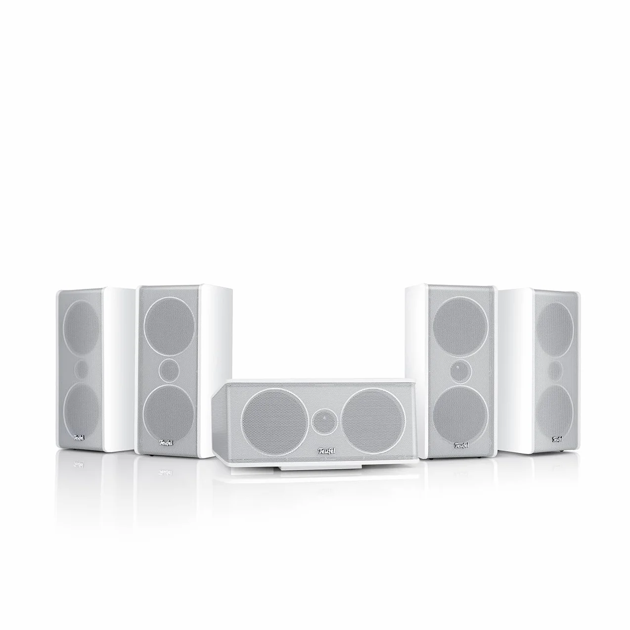 Teufel CONSONO 35 Système Home Cinéma Surround 5.1 avec Bluetooth, Dolby Audio, HDMI Arc CEC (Blanc)