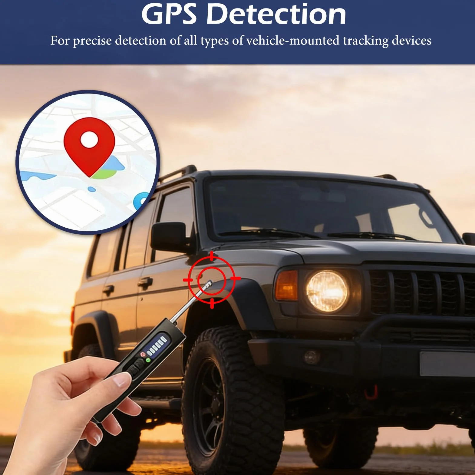 Détecteur de Caméra Cachée 4-en-1 avec Détection de Micro Espion & Traceur GPS Balayage Optique LED IR 5 Niveaux de Sensibilité Alarme Sécurité Anti-Espionnage pour Maison Bureau Hôtel Voyage