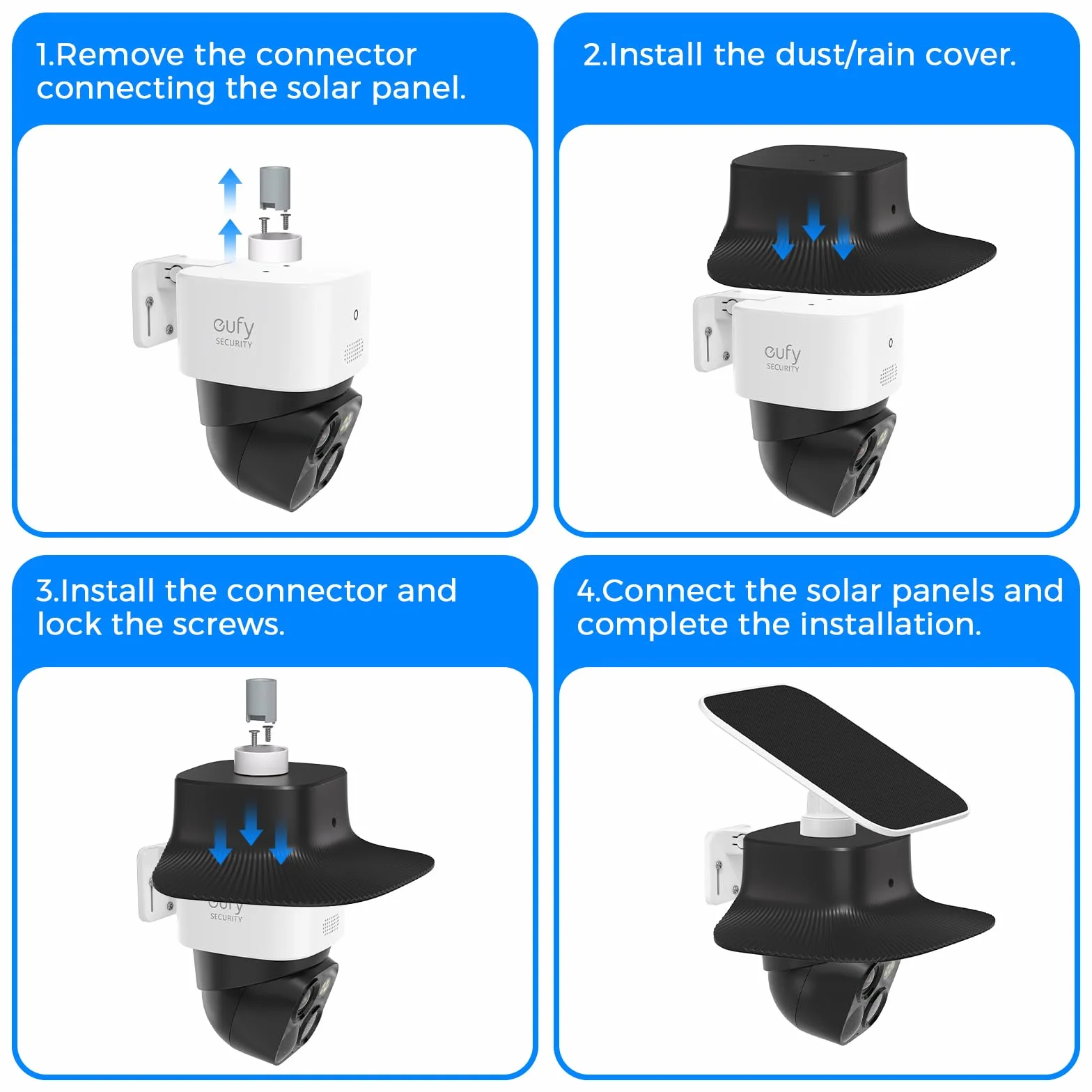 Support Anti-Pluie pour caméra Eufy Security SoloCam S340, Protection Solaire extérieure pour caméra Eufy S340, protège la caméra de la poussière et des Rayons UV