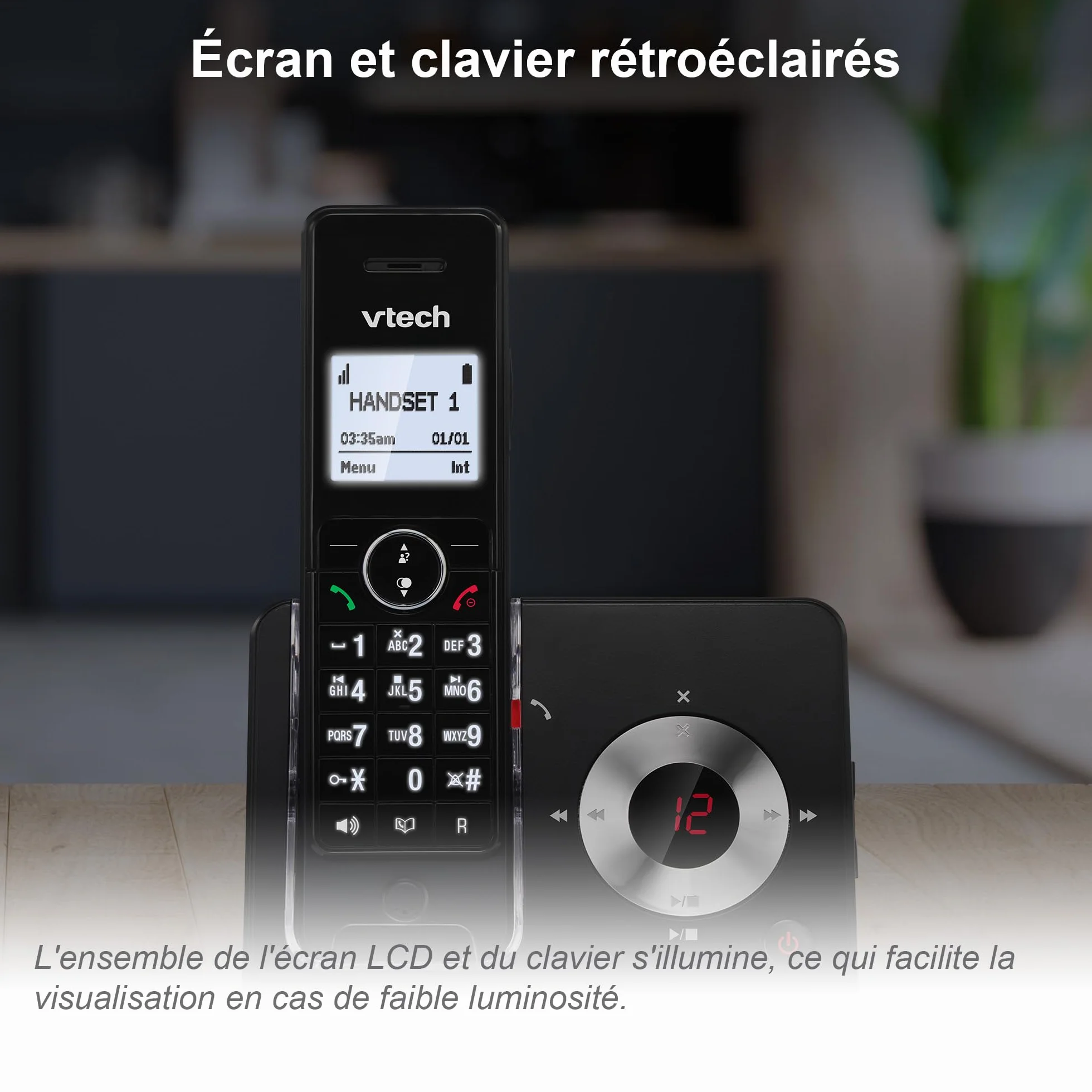 VTech MS3050 Téléphone Fixe sans Fil DECT avec Blocage d'appel, répondeur, Identification de l'appelant/Appel en Attente, amplificateur de Volume, Haut-Parleur Mains Libres, numérotation Rapide