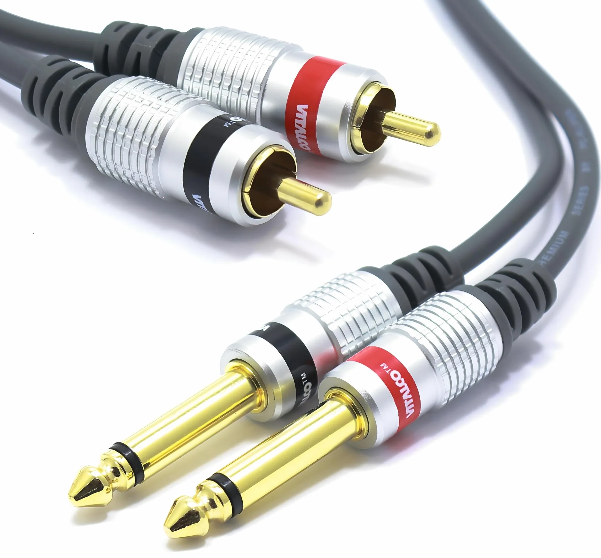 Jack 6.35mm vers RCA Câble 10m double Cinch Mâle vers 2x Jack 6.35 Connecteur Adaptateur