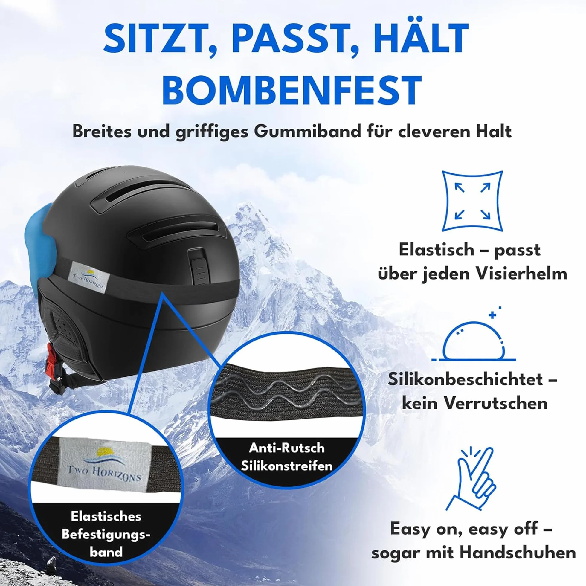 Protection de visière pour casque de ski Two Horizons avec chiffon microfibre - Style sourire