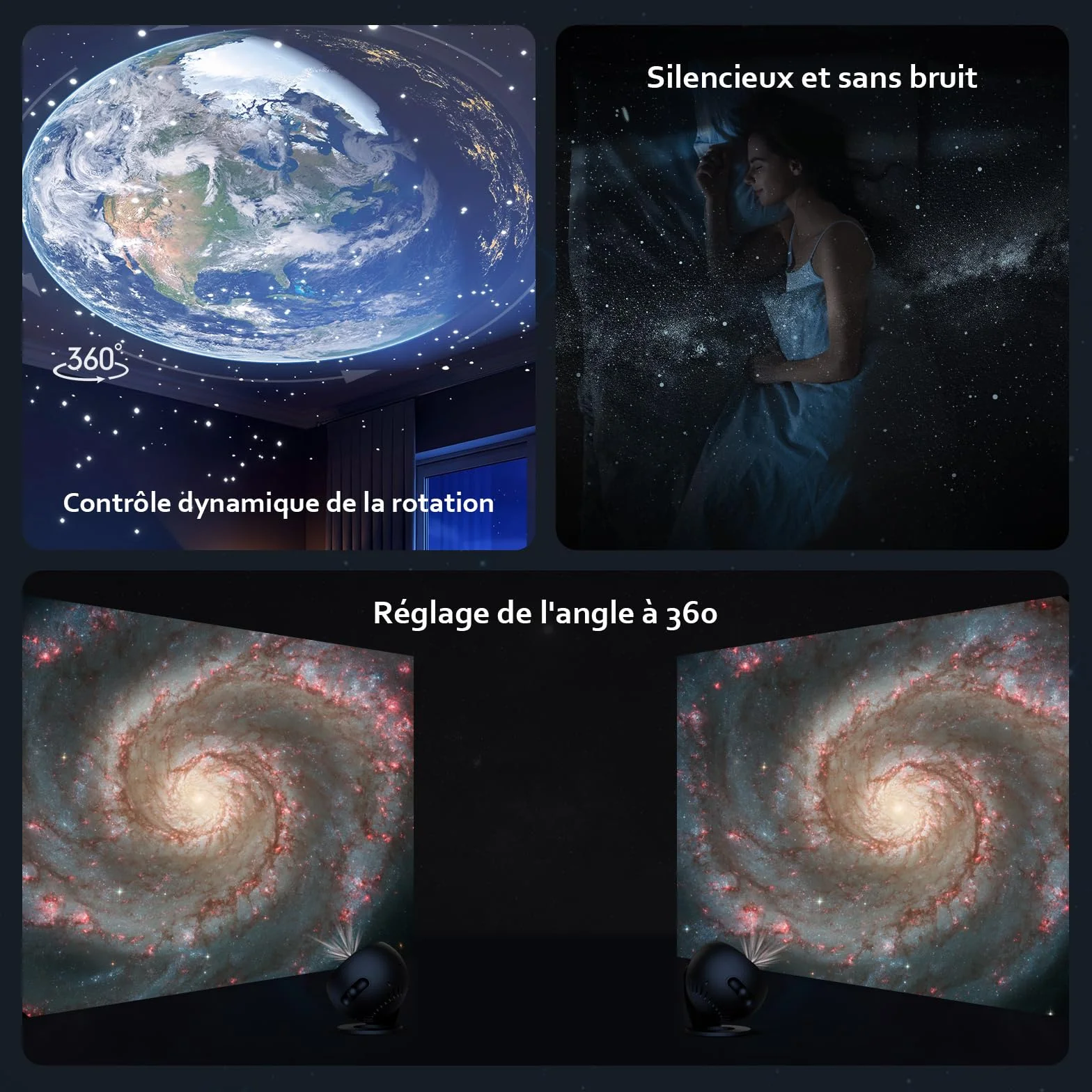Projecteur Galaxie, Projecteur Ciel Etoile Planetarium Projector Veilleuse avec 3 Diapositives en Verre HD, Galaxy Projector Pro pour Enfant Adulte Chambre Cadeau