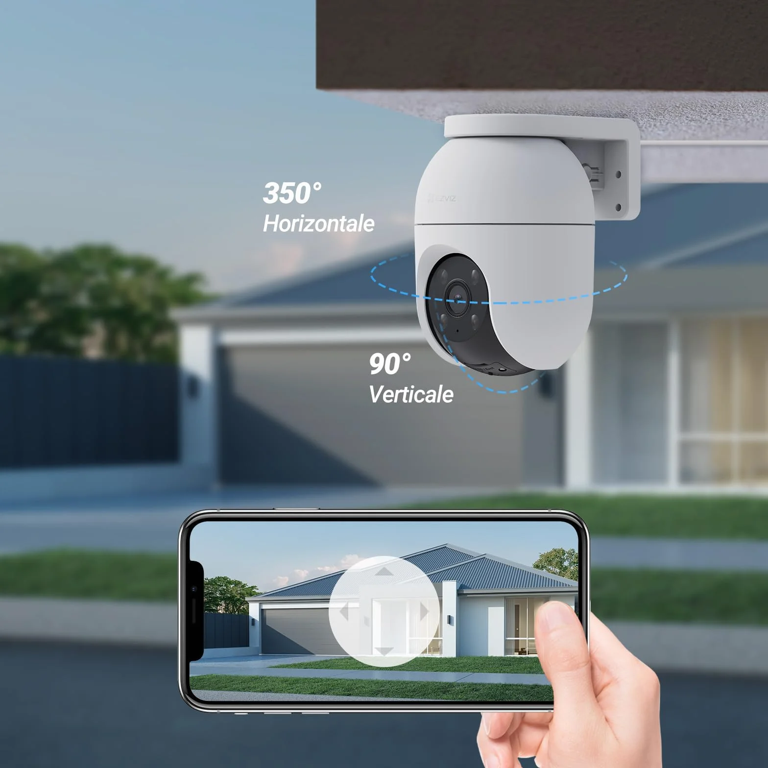 EZVIZ C8c 5MP 2PK Caméra Surveillance WiFi Extérieure 3K 360° Suivi Auto-Zoom Détection IA Humaine Véhicule Vision Nocturne Couleur Double Bande 2.4/5GHz WiFi 6