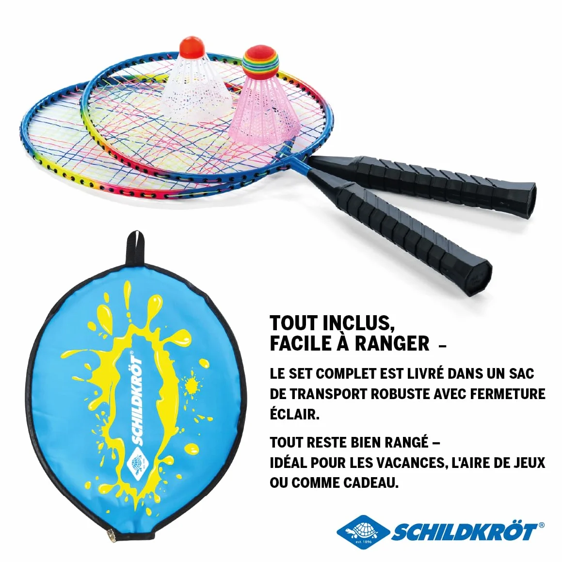 Schildkröt Set de Badminton Junior 2 Raquettes 45,5 cm 2 Volants Housse