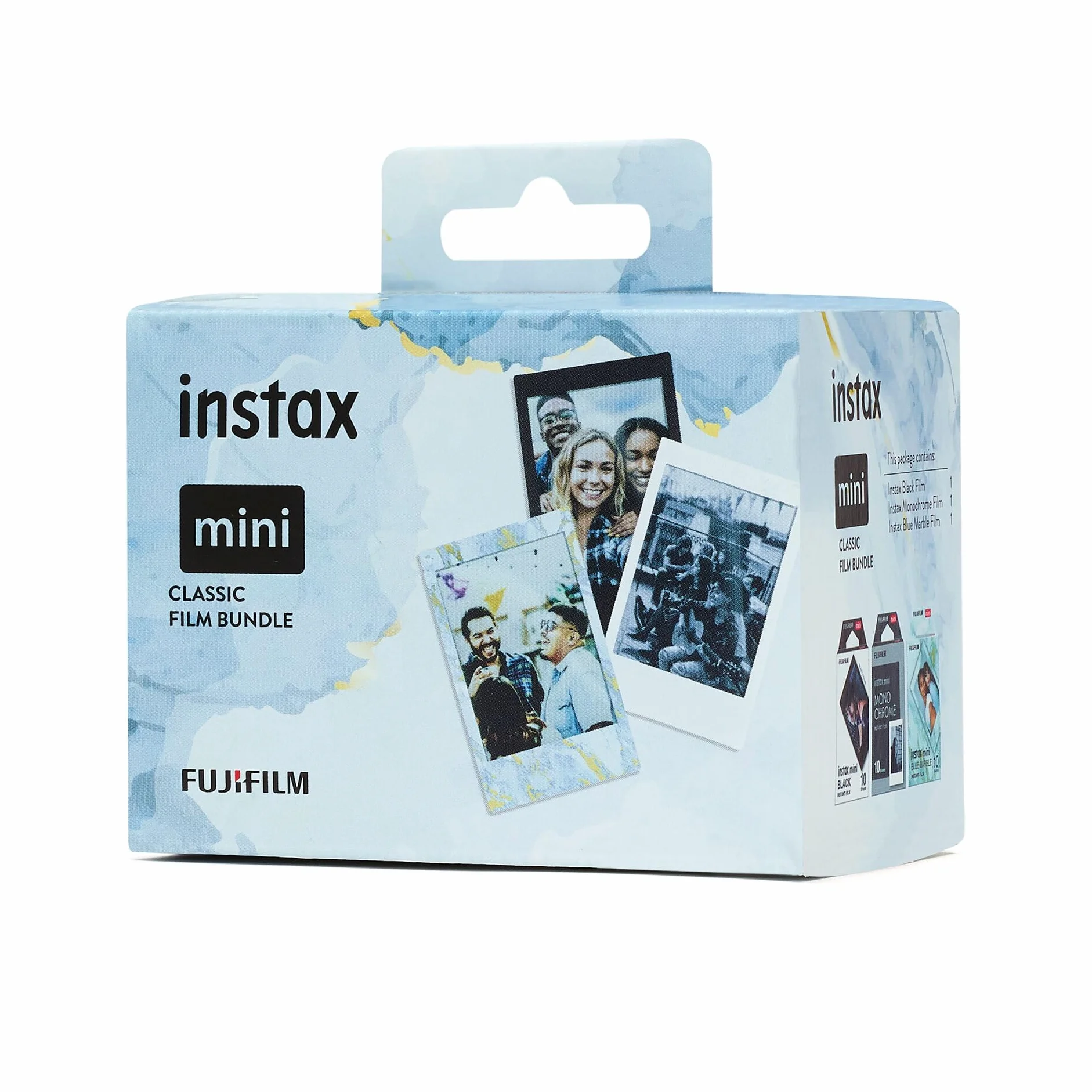 instax Lot de 30 Mini Films Classiques avec marbre Noir, Bleu et Monochrome