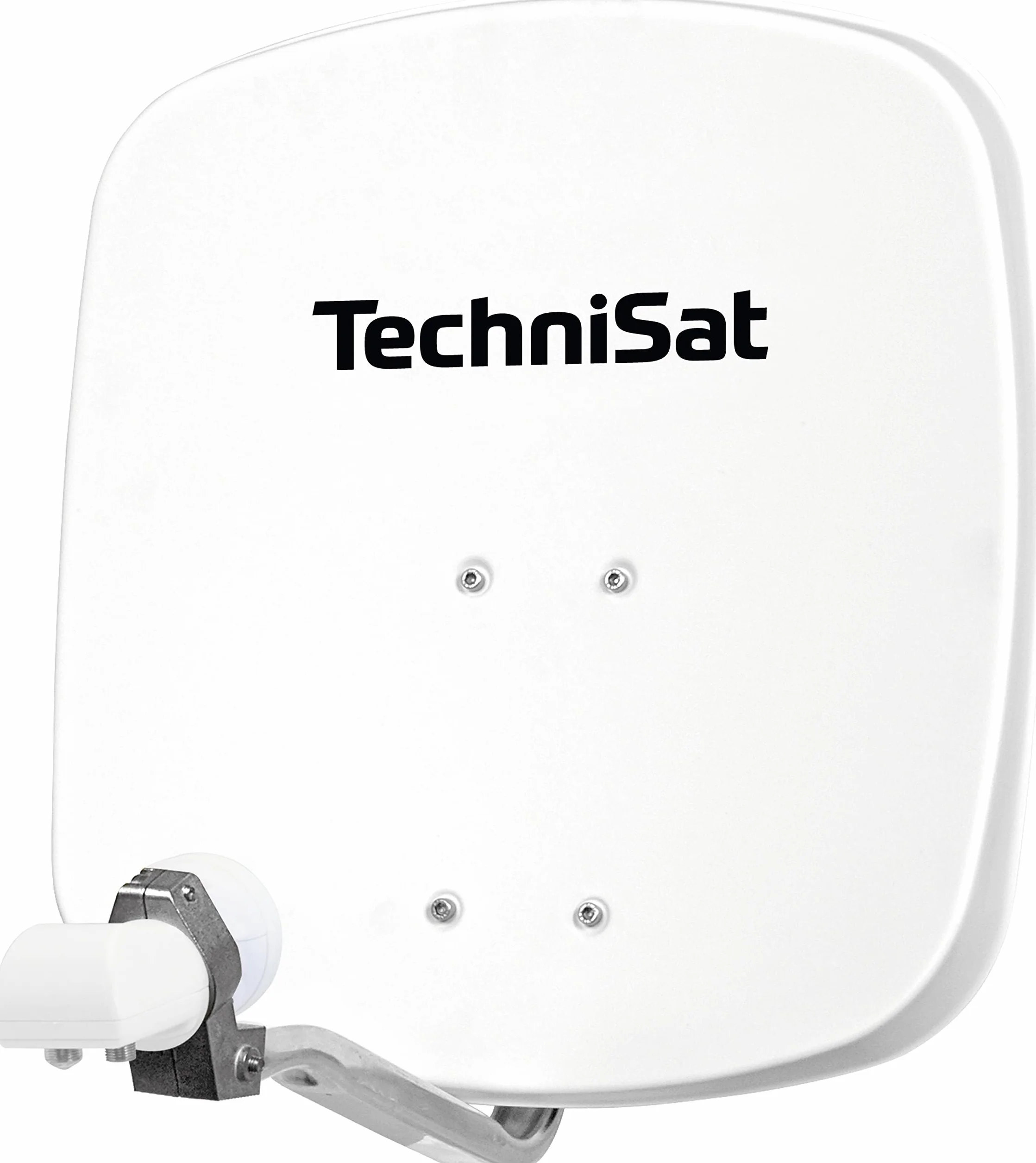 TechniSat DIGIDISH 45 – Antenne satellite pour 2 utilisateurs (petite installation satellite de 45 cm - kit complet avec support mural et LNB Twin universel) blanc polaire