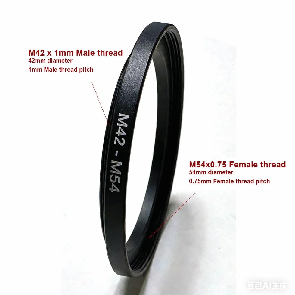 Bague d'adaptation M42 vers M54 mâle vers femelle 42 mm M42 1 mm T2 vers 54 mm M42-M54 Step-Up pour filtre d'objectif télescope