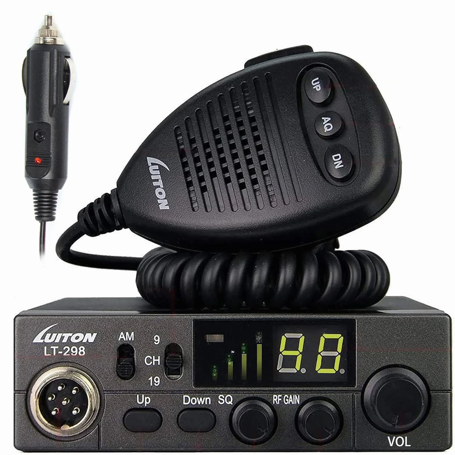LUITON Radio CB LT-298 40 canaux design compact avec prise haut-parleur externe, grand écran LED facile à lire, compatible avec tension 12-24 V