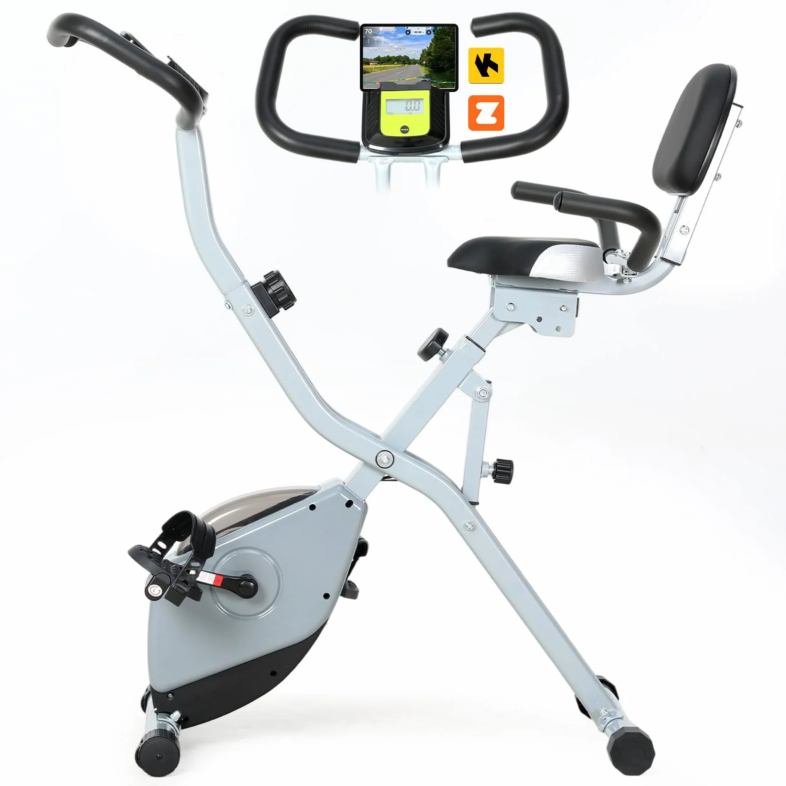 ISE 2-IN-1 Vélo d'Appartement Pliable, Cardio Training 8 Niveaux Résistance Magnétique, Bluetooth