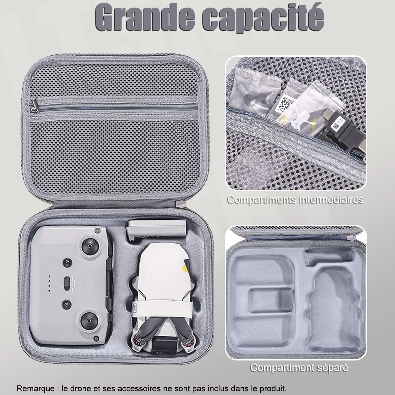 Mini 4K/Mavic Mini2/Mini 2 SE Étui Portable Dure Cas Voyage | Sac de Rangement Portable pour DJI Mini 4K / Mini 2 SE/Mini2 et Accessoires de contrôleur,Gris