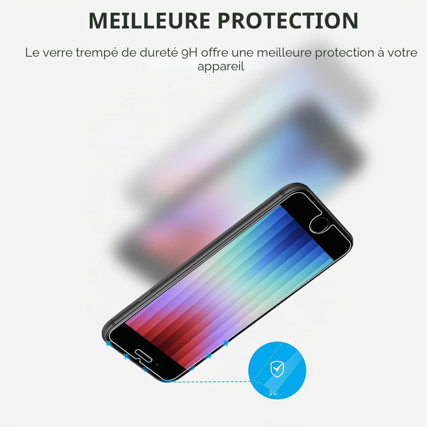 SPARIN 2 Pièces Verre Trempé Pour iPhone SE 2022/2020 et iPhone 8/7/6/6s, Film 2.5D, Protection Ecran iPhone 4.7 Pouces,9H Dureté,Sans bulles
