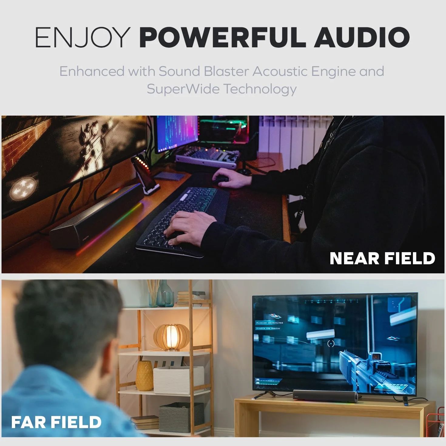 Sound Blaster GS5 Barre de Son Gaming RGB SuperWide 60W Bluetooth 5.4 Optical-in