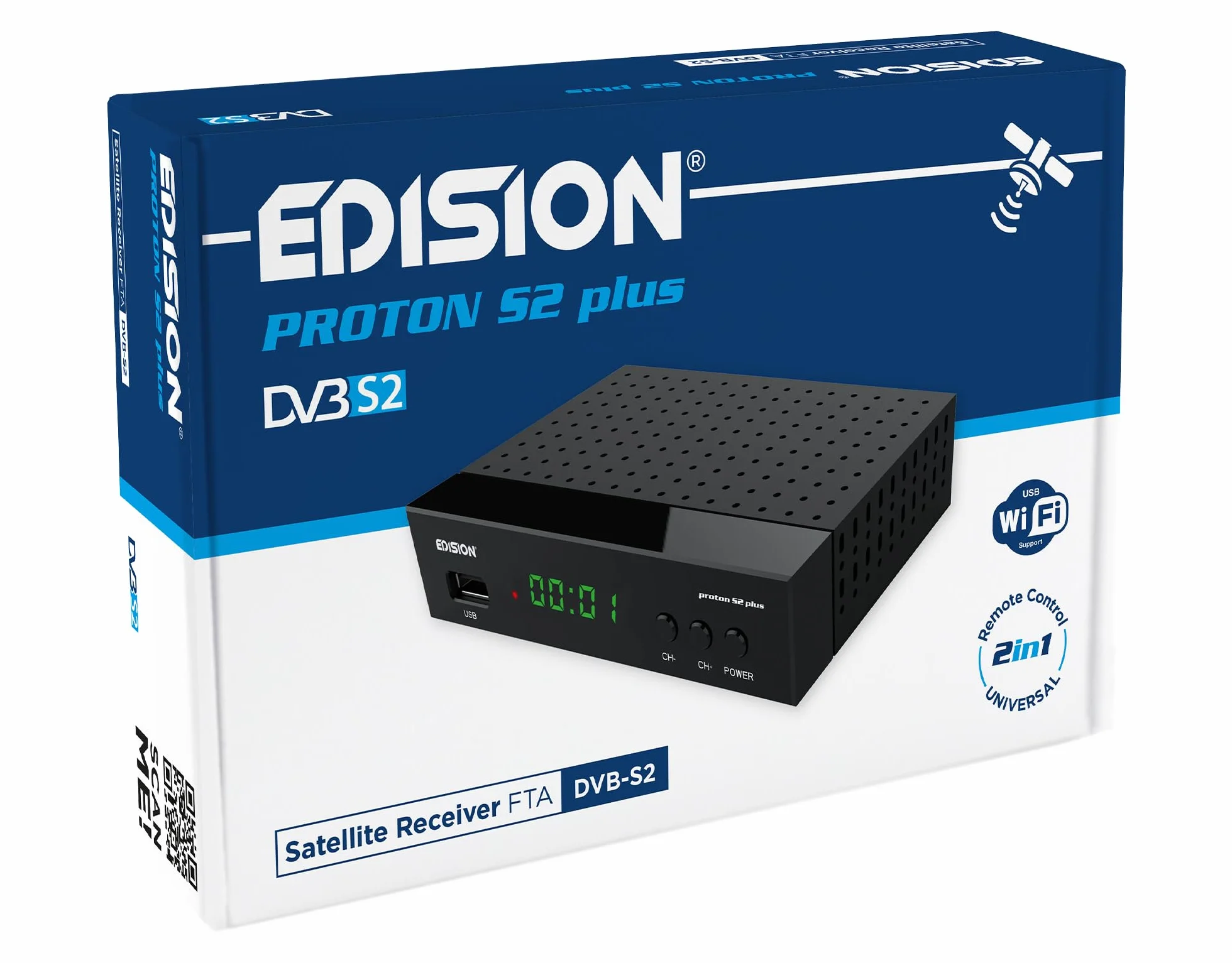 EDISION Proton S2 Plus Full HD Récepteur Satellite DVB-S2 FTA Unicable USB Wi-Fi LAN HDMI