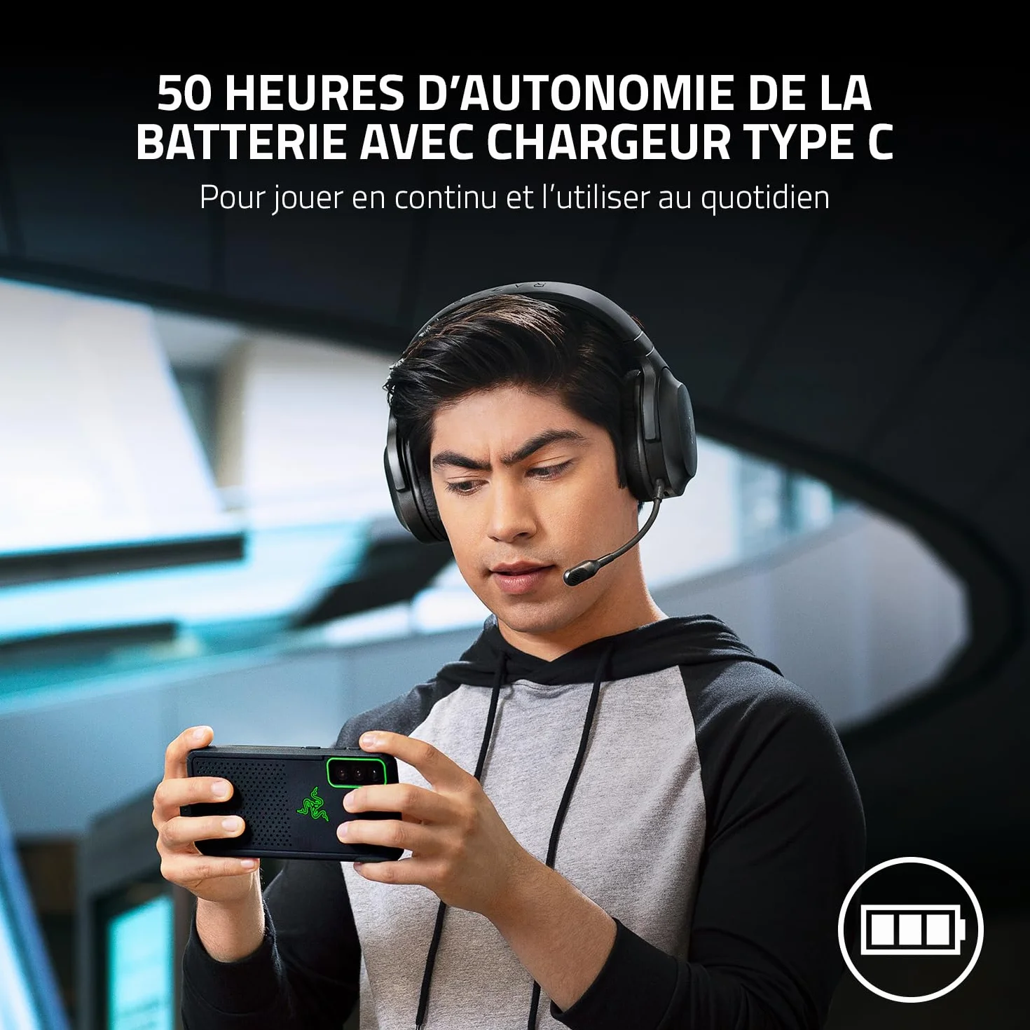 Razer Barracuda X - Casque Gaming sans Fil Multiplateforme (SmartSwitch Dual sans Fil, Design Ergonomique, TriForce 40mm, Microphone Cardioïde, Contrôles sur Casque, Batterie de 50h, USB-C) Noir