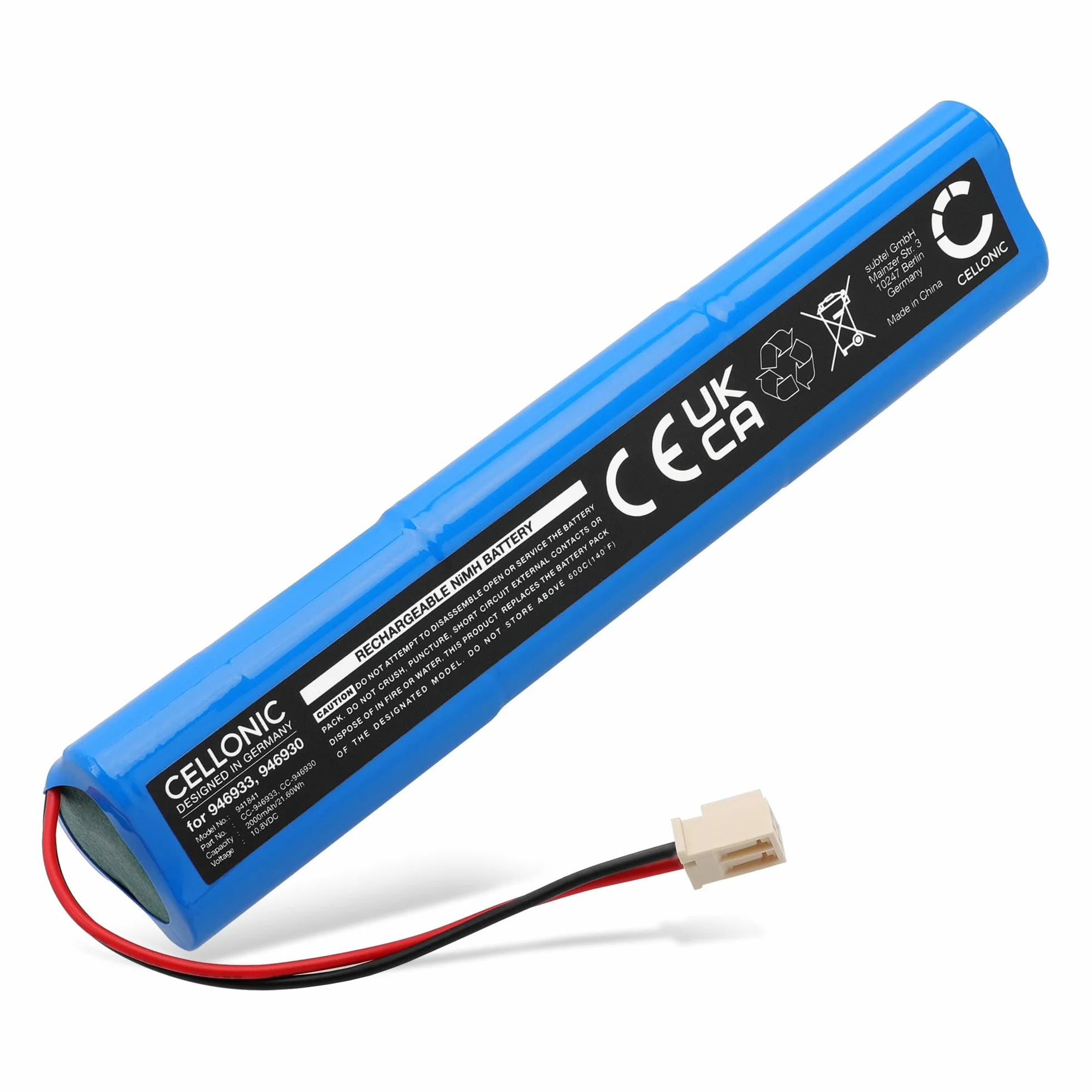 CELLONIC 1x Batterie pour Domotique/Smart Home Compatible avec Velux SSL 946933, Solar Shutter Motor, 946933 - (2000mAh, 10.8V)