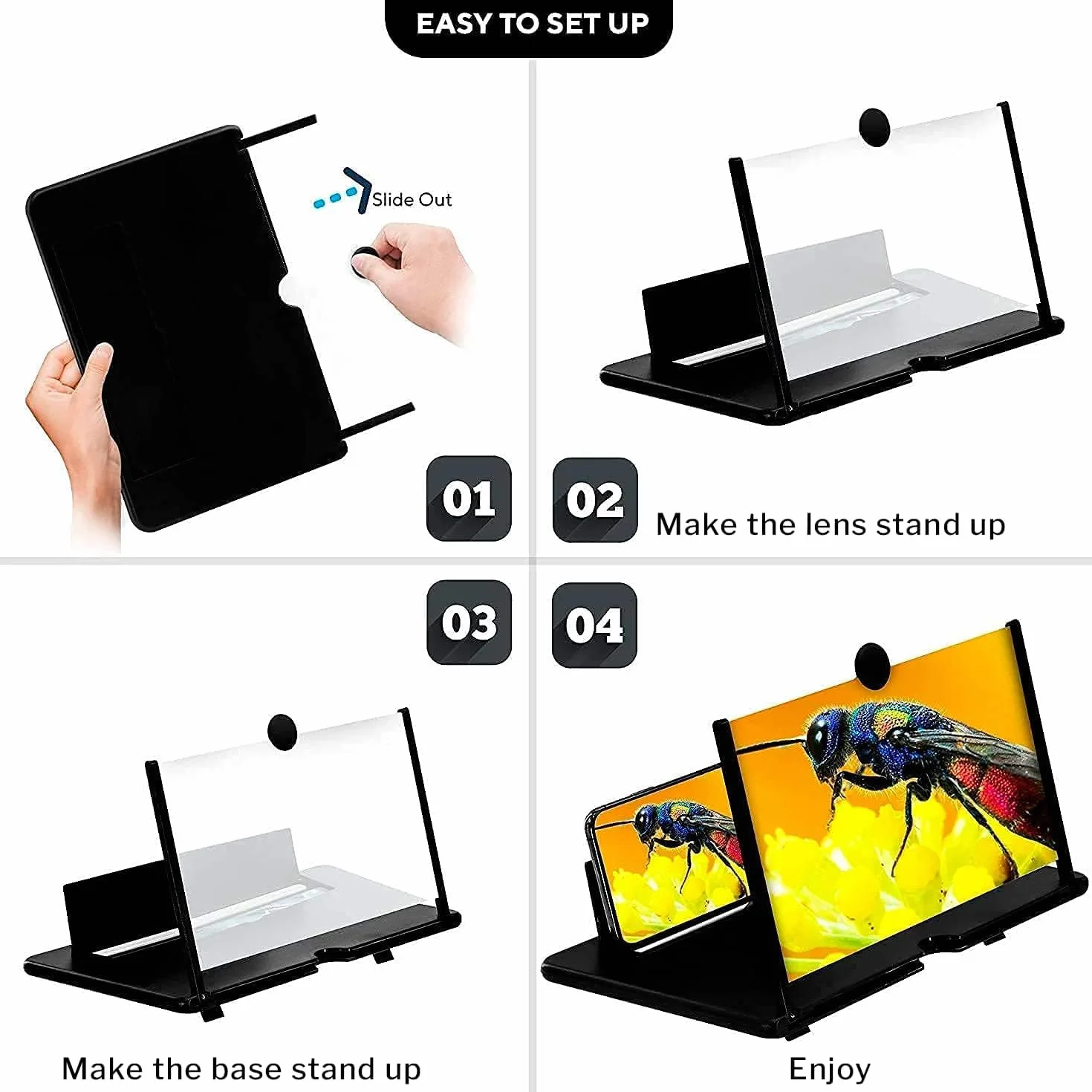 Agrandisseur ecran Telephone,18 Pouces Loupe Telephone Portable, 3D HD Loupe pour Smartphone, pour Regarder des vidéos de Films,pour Tous Les Smartphones