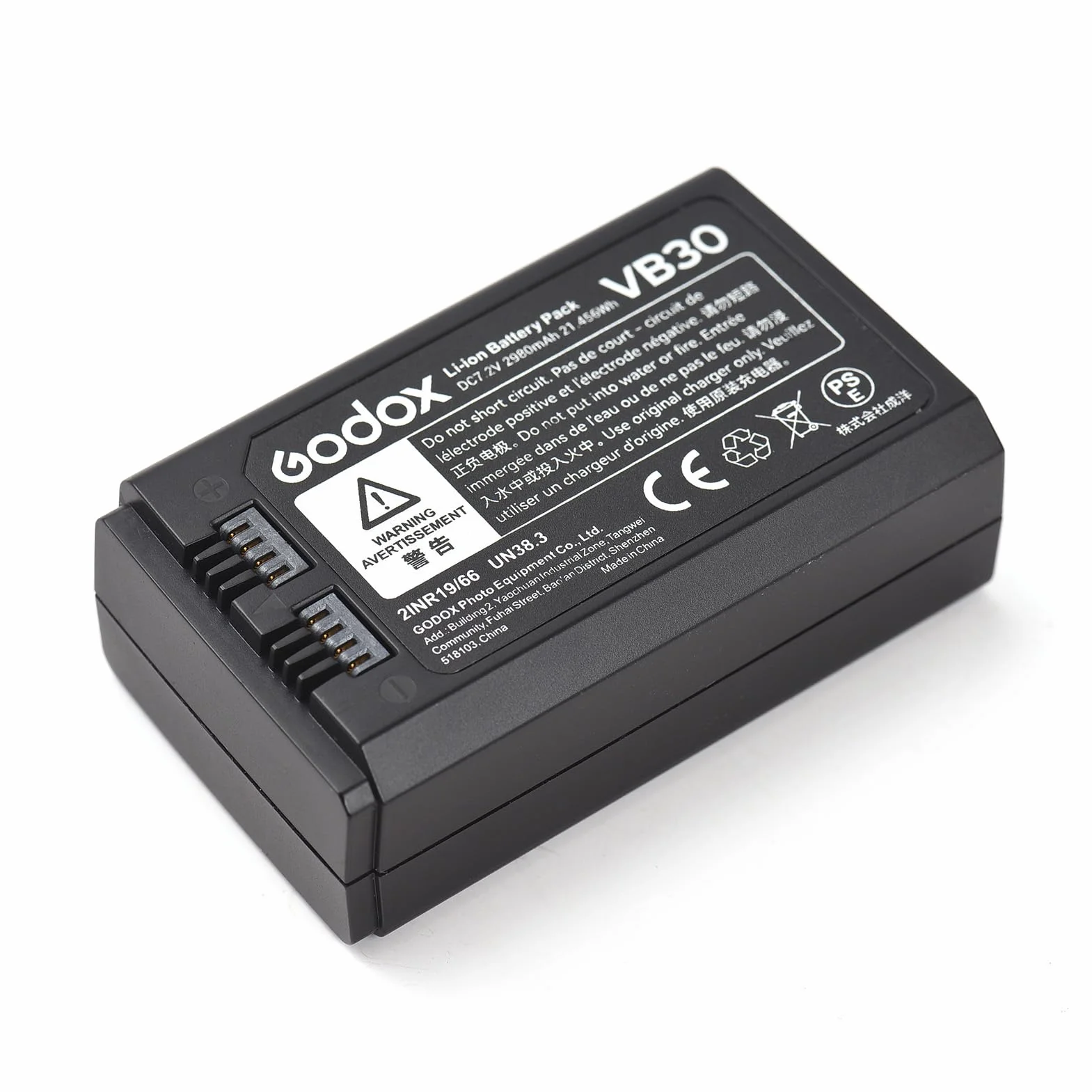 Godox VB30 7.2V 2980mAh Batterie Li-ION Rechargeable avec Interface Type-C Compatible avec Chargeur Godox VC26 pour Accessoires Flash Speedlite Godox V1 Pro Series