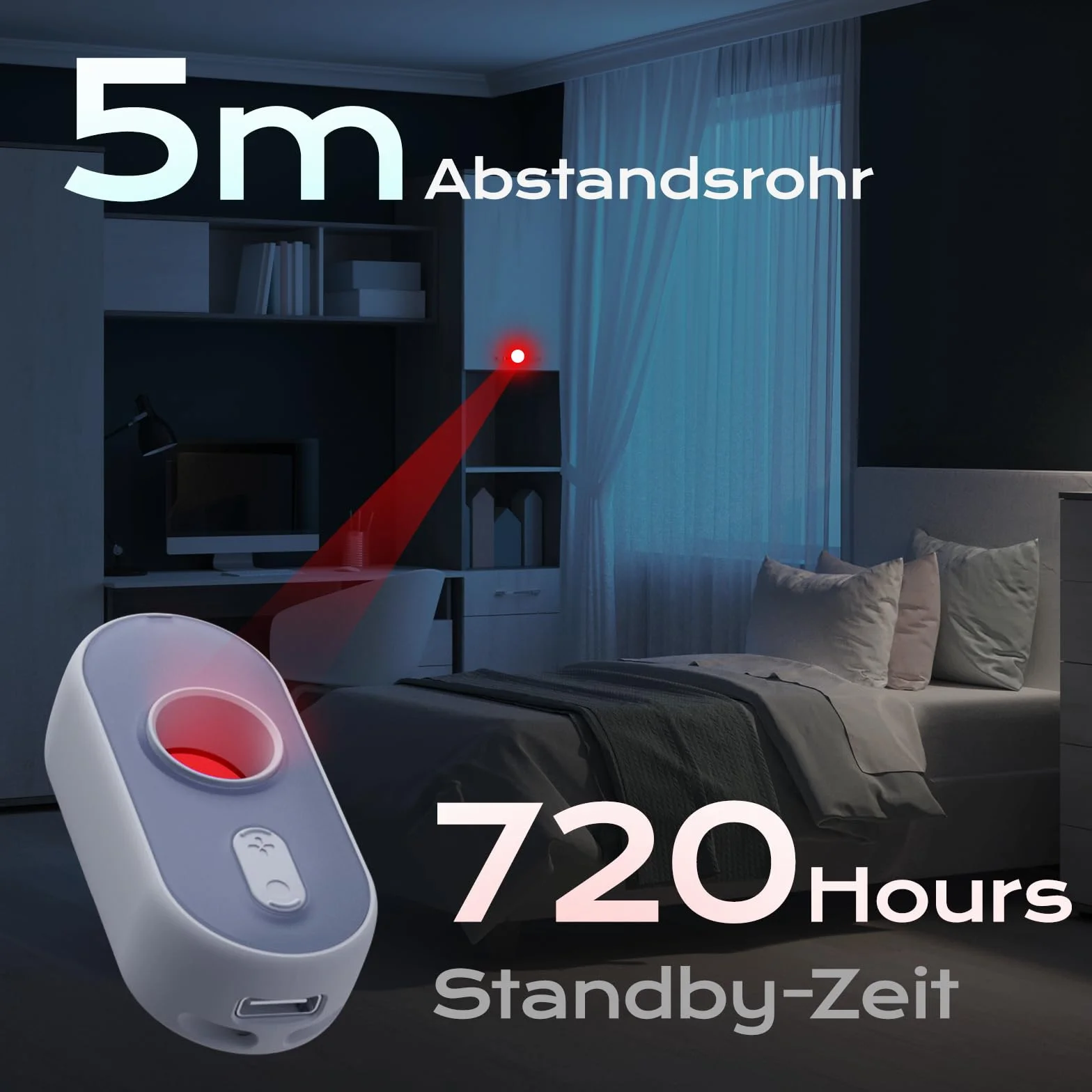 Détecteur de Caméra Cachée 3 en 1- Détecteur de Caméras Espionnes avec Alarme Vibrante et Lampe Torche LED Détecteur Micro Caméra Espion pour Bureau, Hôtel, Maison, Alarme de Sécurité