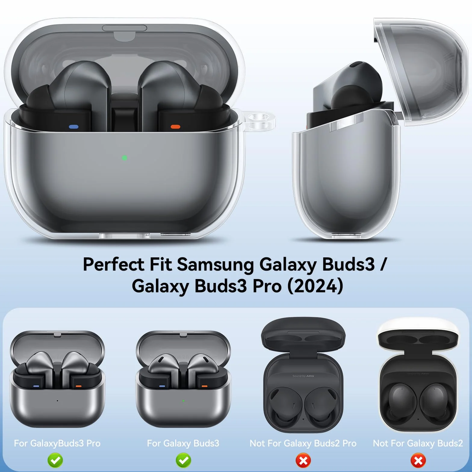 YLK Coque Samsung Galaxy Buds 3 Pro/Buds 3 Étui Antichoc TPU Souple Recharge USB-C Sans Fil Transparent