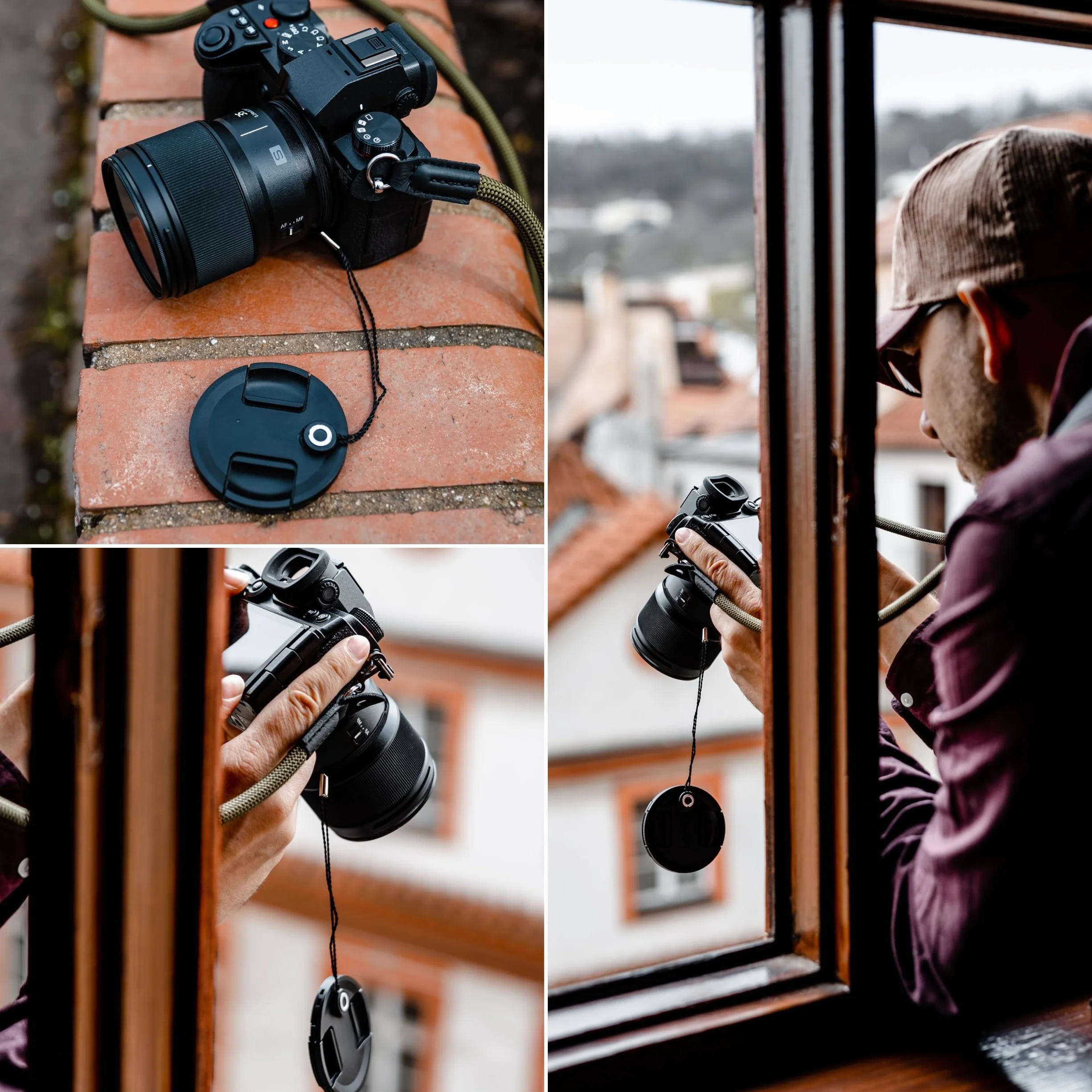 Lens-Aid - Cordon avec adhésif pour Cache-objectifs - avec adhésif en Caoutchouc Universel, Convient à Canon, Nikon, Fuji, Tamron, Sigma, Olympus, Pentax (Set de 5 pcs)