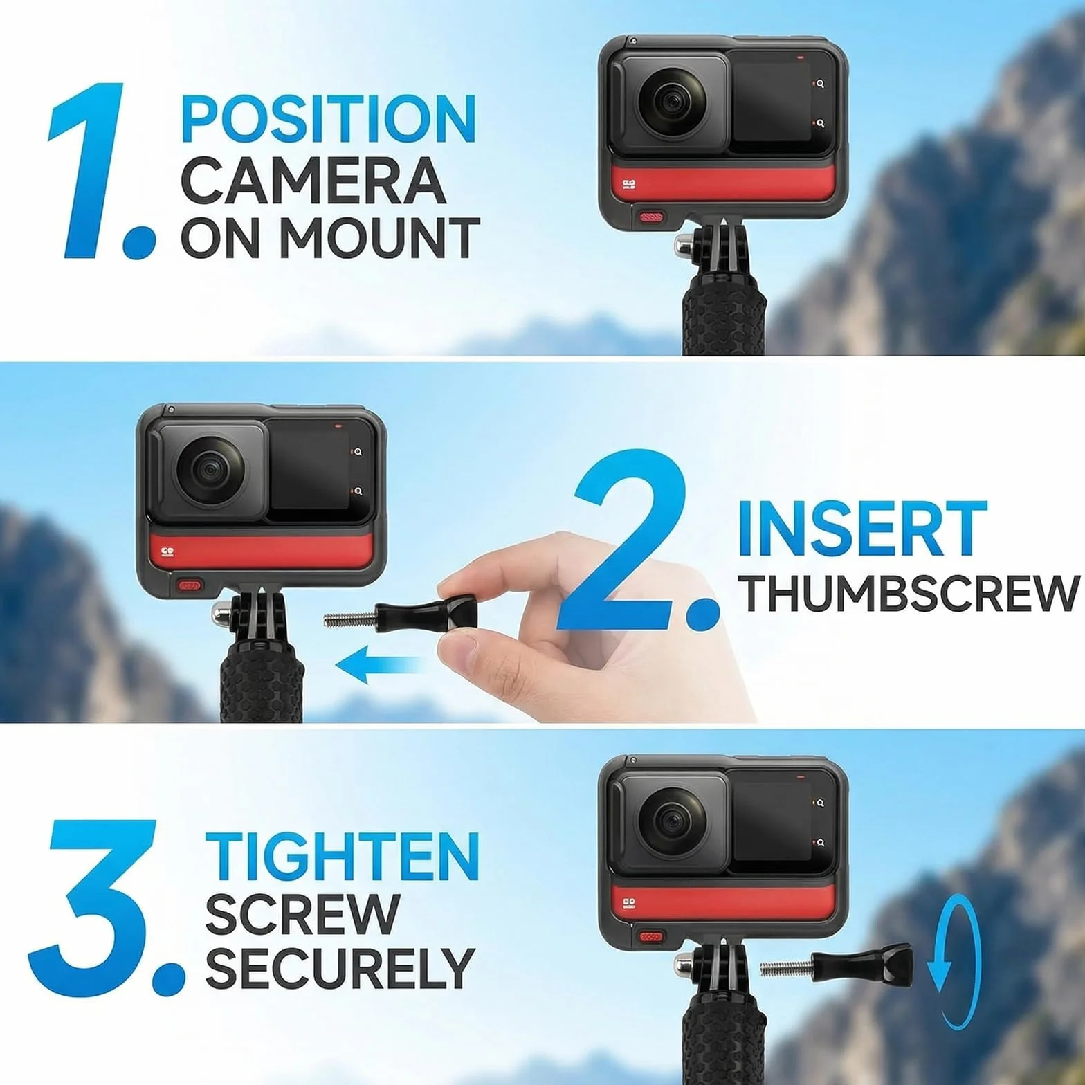 Perche Etanche pour GoPro et Action Cam, télescopique 49 cm, Format Compact 18 cm, Perche à Selfie Etanche sous Marine, Compatible DJI Osmo Action, Insta360 Ace Pro
