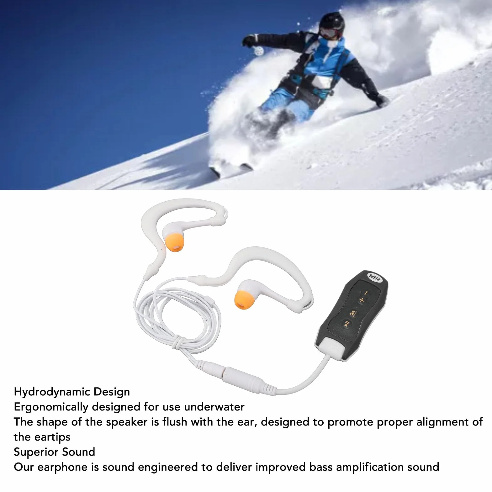 Lecteur MP3 étanche IPX8 8 Go pour Natation Plongée Course