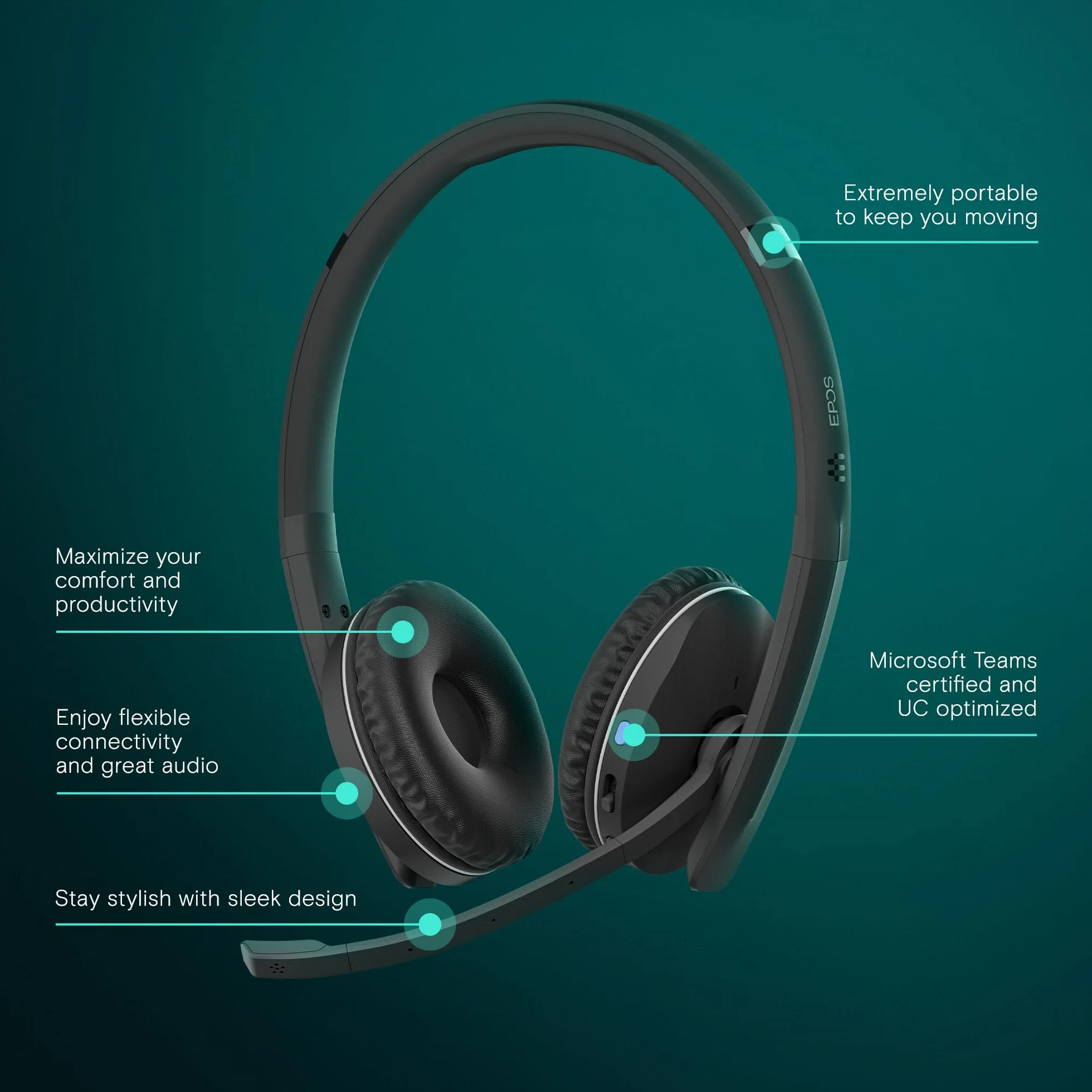 EPOS Adapt 260 - Casque Bluetooth Professionnel avec Son Supérieur, Confort Toute la Journée et Connectivité Multi-Appareils