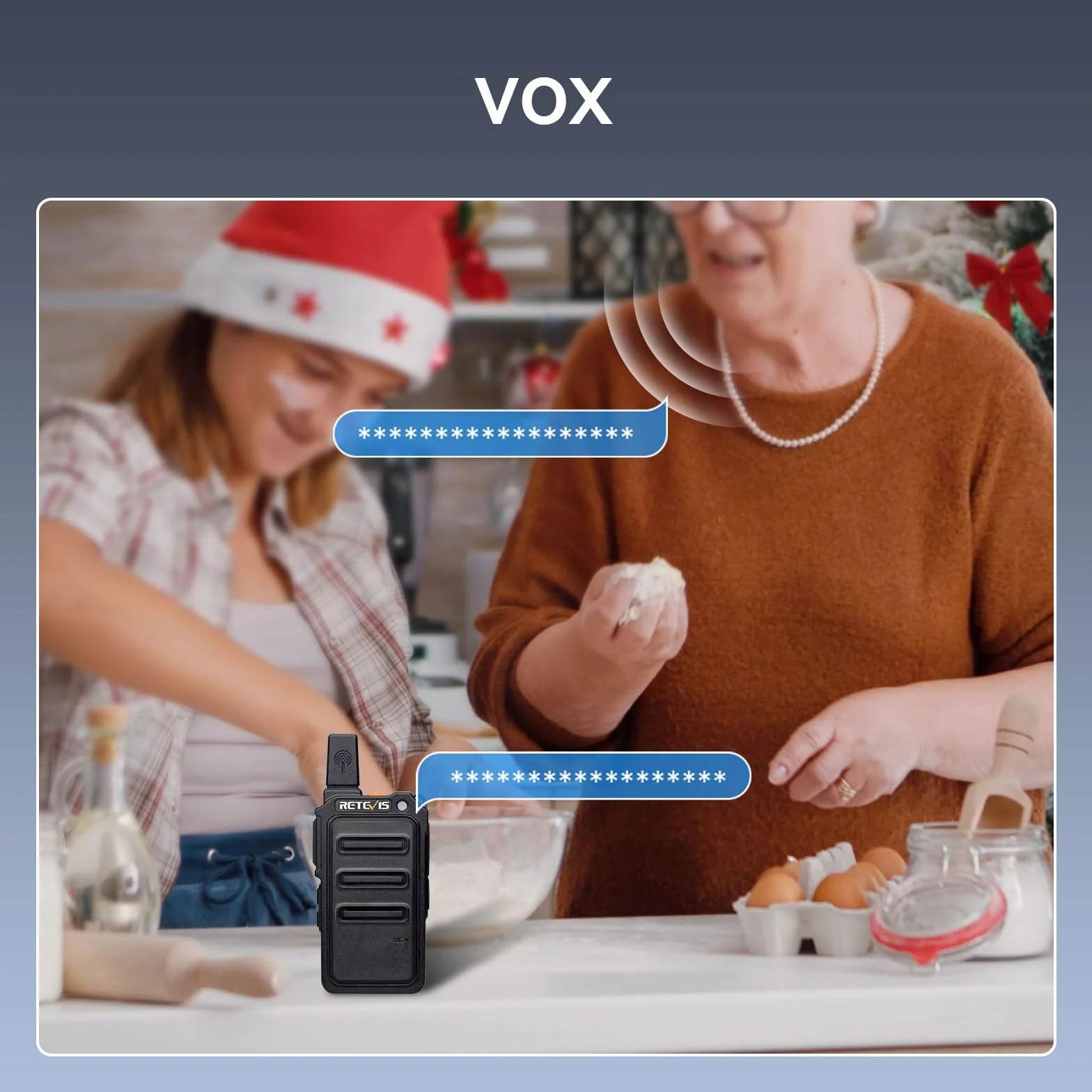 Retevis RT619 Talkie Walkie Mini, PMR446 Rechargeable Talkies Walkies 1300mAh, VOX Squelch, 2 en 1 USB Câble de Charge, sans Licence Portable Walkie Talkie pour Salle à Manger (4Pcs, Noir)