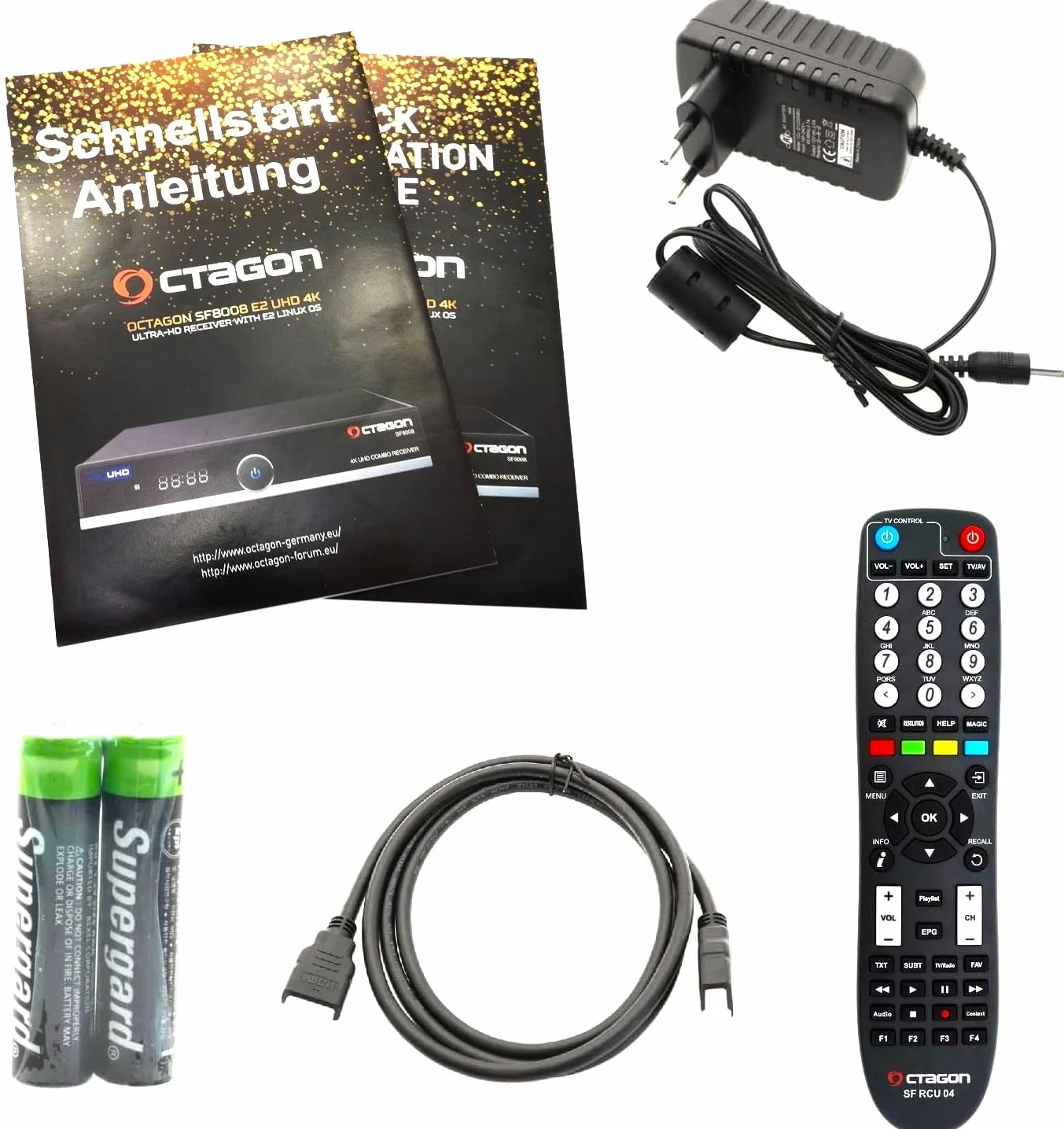 OCTAGON SF8008 UHD 4K Récepteur Combo câble Satellite & récepteur DVB-T2, E2 Linux & Define OS, DVB-S2X & T2C, avec Fonction d'enregistrement PVR, Gigabit LAN, Lecteur de Cartes, Satellite to IP,