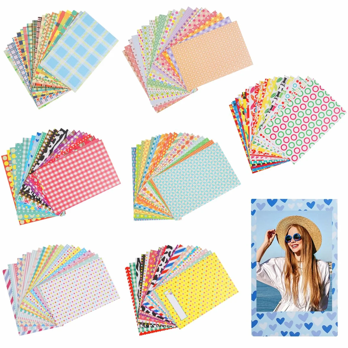 140 Pièces Autocollant Photo Polaroid Colorés,9x6cm Autocollant pour Bordure Photo,Instantané Photo Cadres Bordures Autocollants,Coloré Film Autocollant Cadre Photo Compatible avec Fujifilm Mini Film