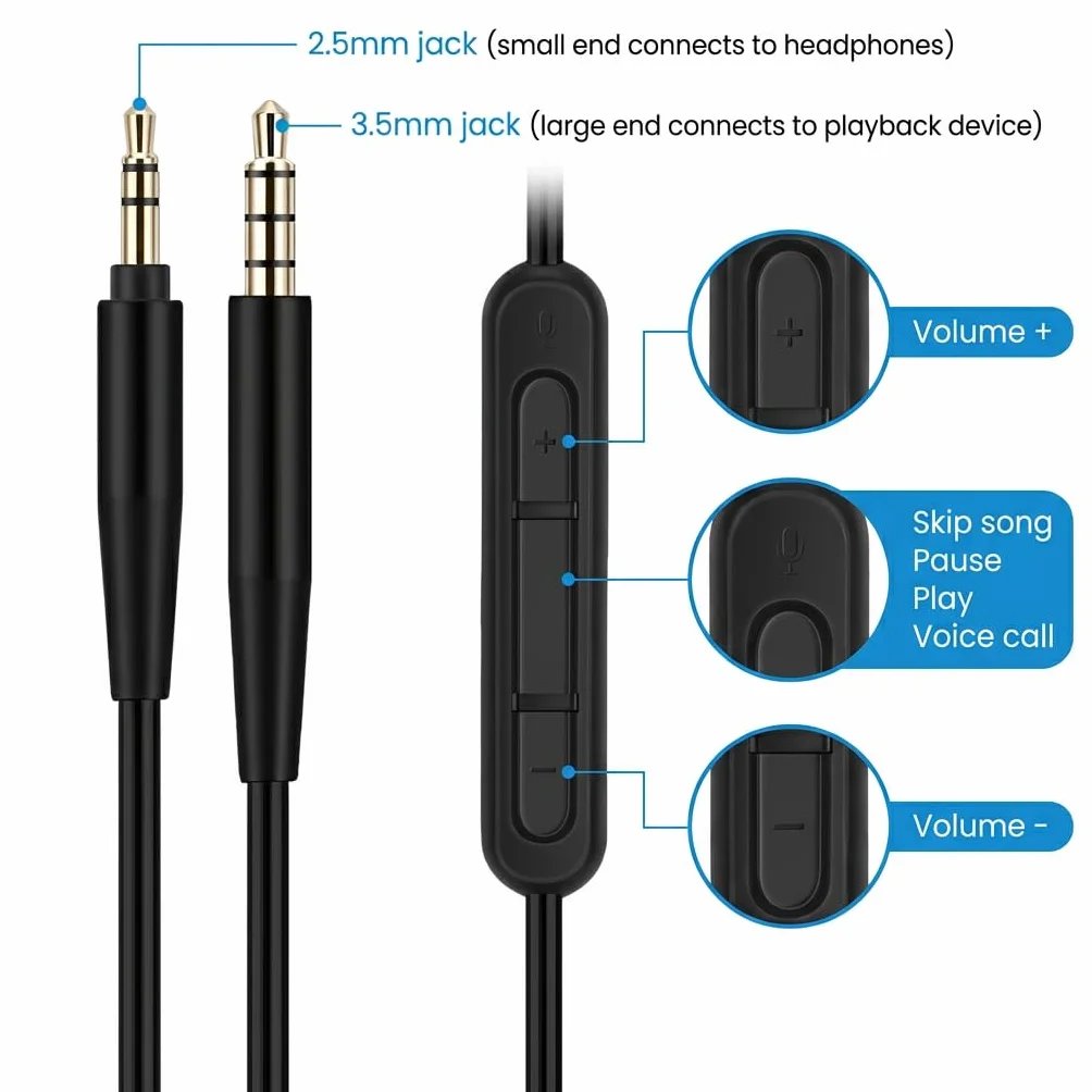 Câble Audio 3,5 mm vers 2,5 mm Compatible Bose 700 QC25 QC35 QC35II QC45 Casque 700 JBL Tune 760NC 750BTNC