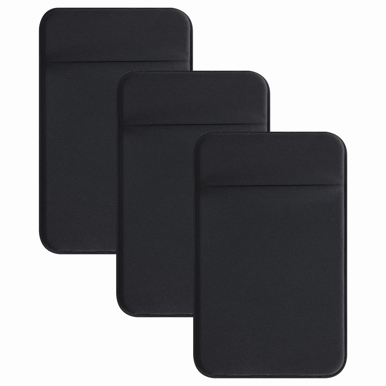 Portefeuille de Téléphone 3 Pièces à Coller Pochettes Extensibles en Tissu Compatible iPhone Samsung LG Noir