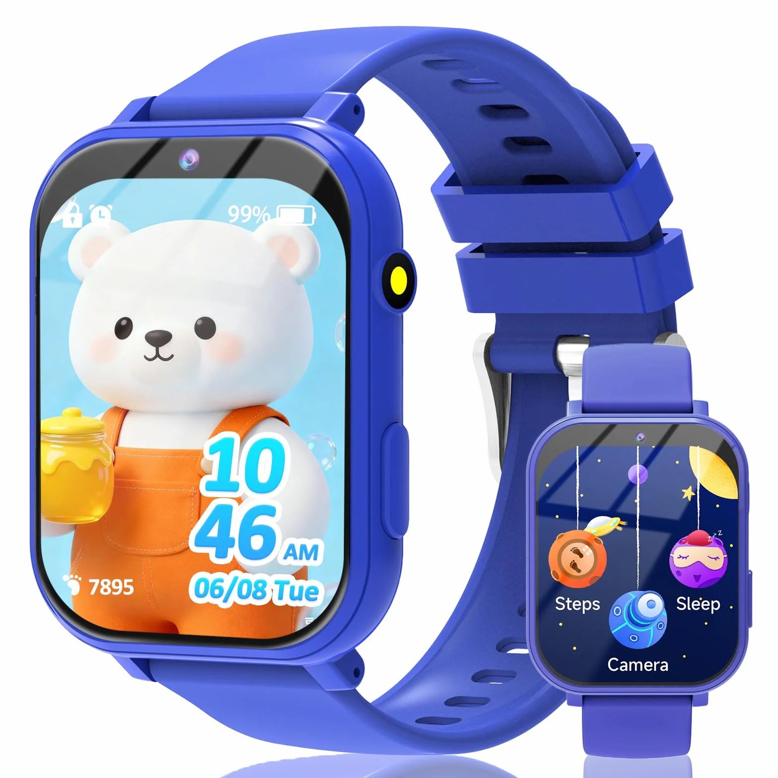 clleylise Montre connectée Enfant - Smartwatch avec 18 Jeux, Suivi de Sommeil & podomètre, caméra, Fonds d'écran dynamiques, Montre Enfant Garcon et Montre connectée Enfant Fille (Bleu)