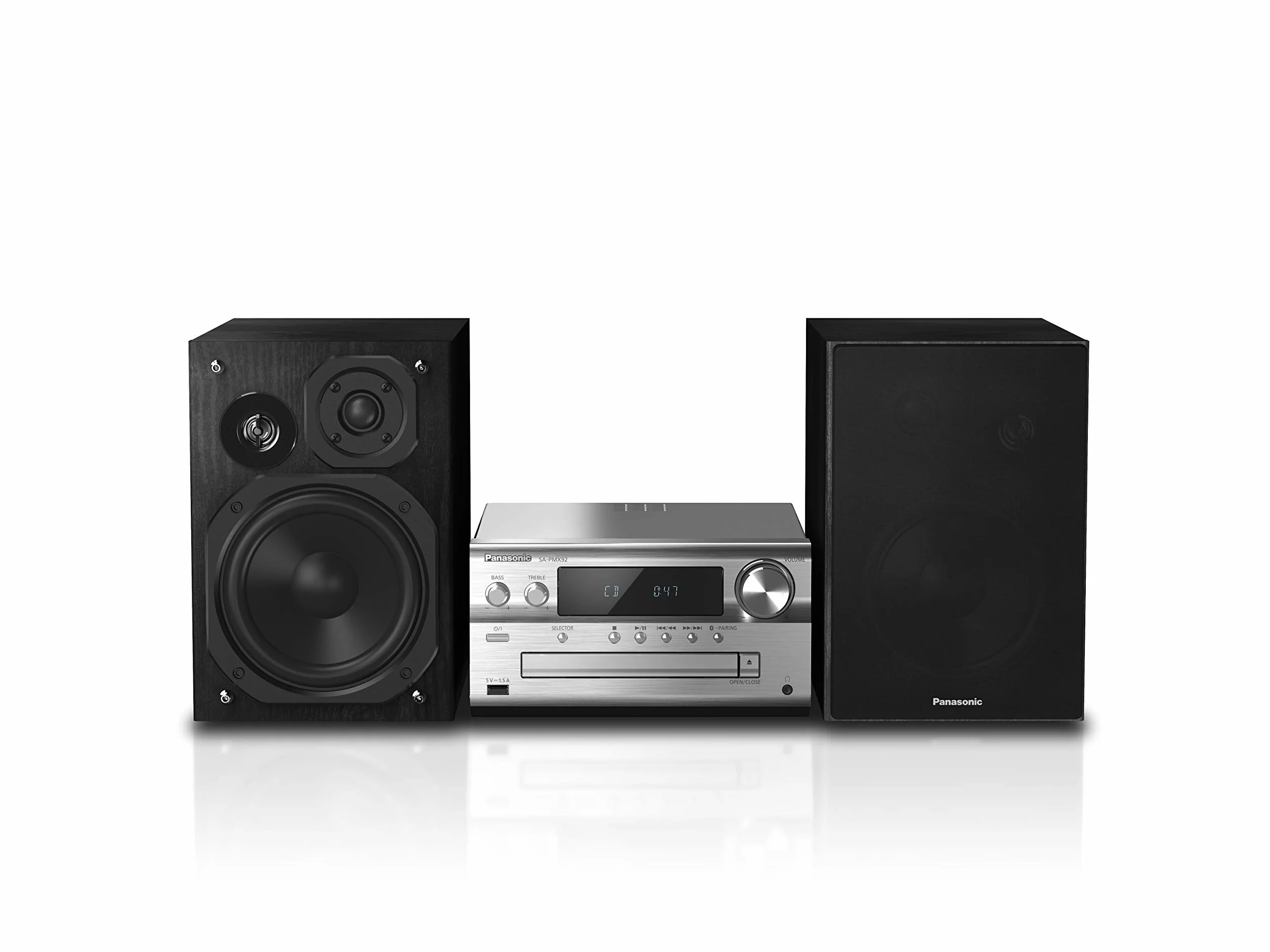 Panasonic Micro-chaîne DAB SC-PMX92EG-S 120W Enceinte 3 Voies Audio Haute Résolution DAB+ Bluetooth AUX-in USB DAC Argent - Version Française