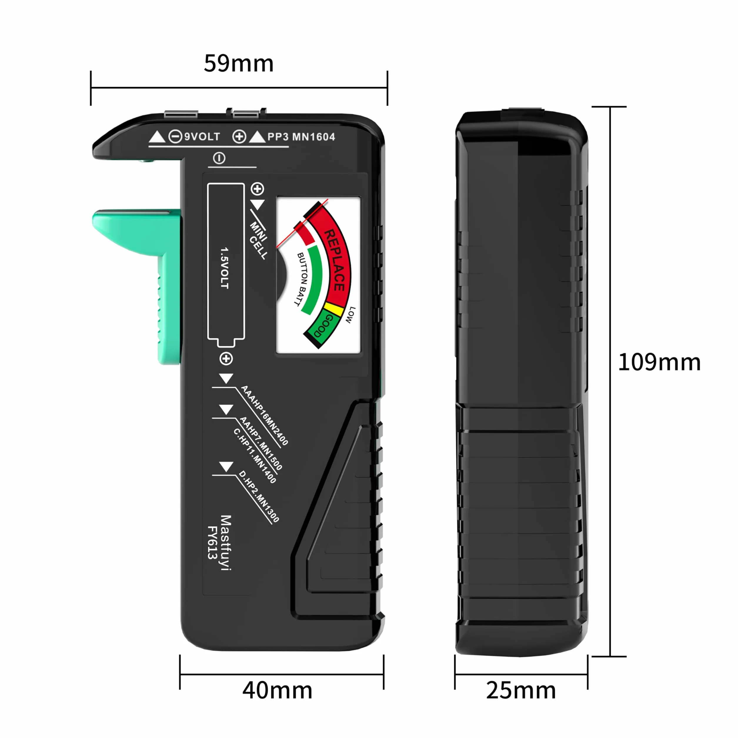 Testeur de batterie universel 9V 1,5V AAA AA C D pour piles bouton