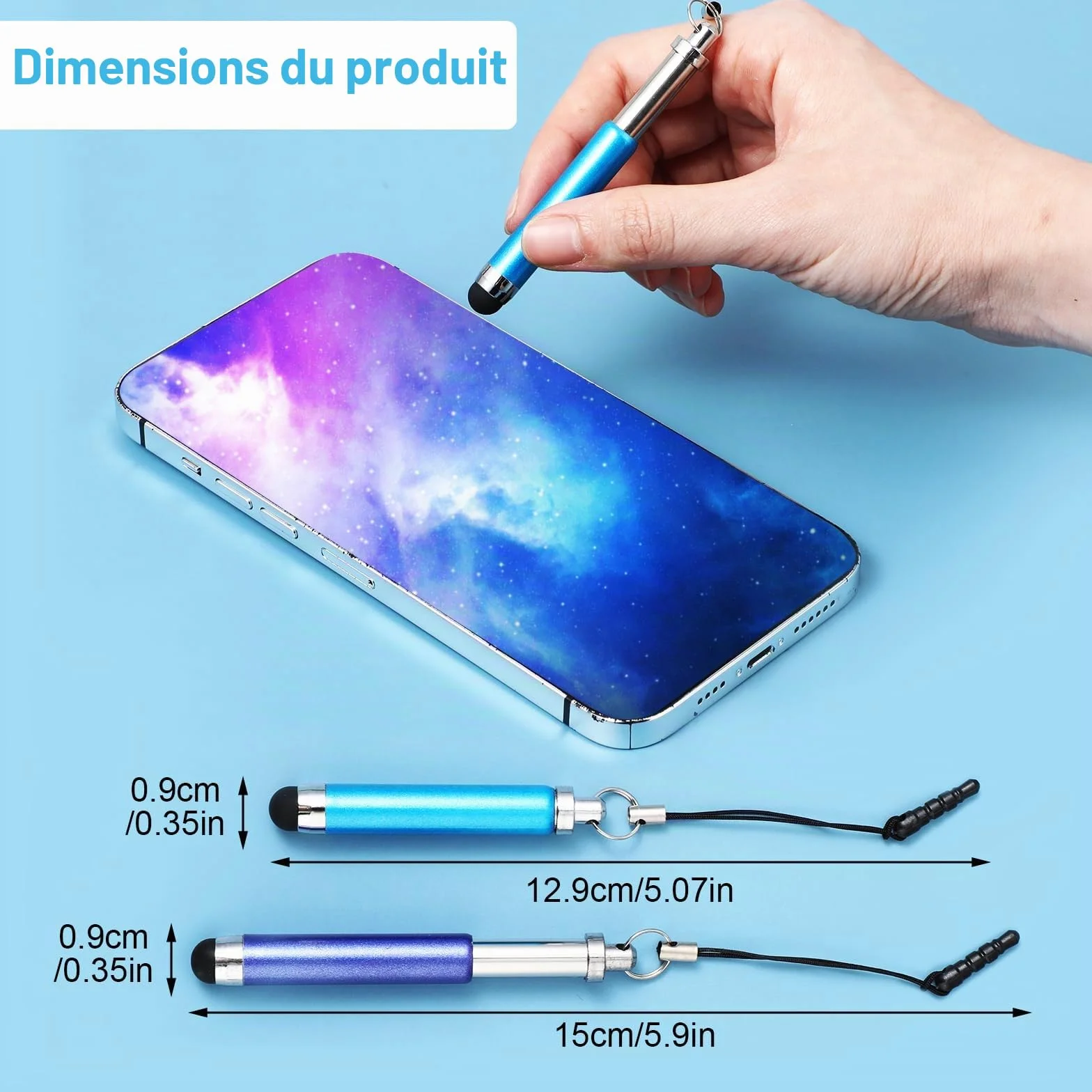 Lot de 10 mini stylets de haute précision pour écrans tactiles pour tous les smartphones, téléphones portables, tablettes et appareils à écran tactile universels
